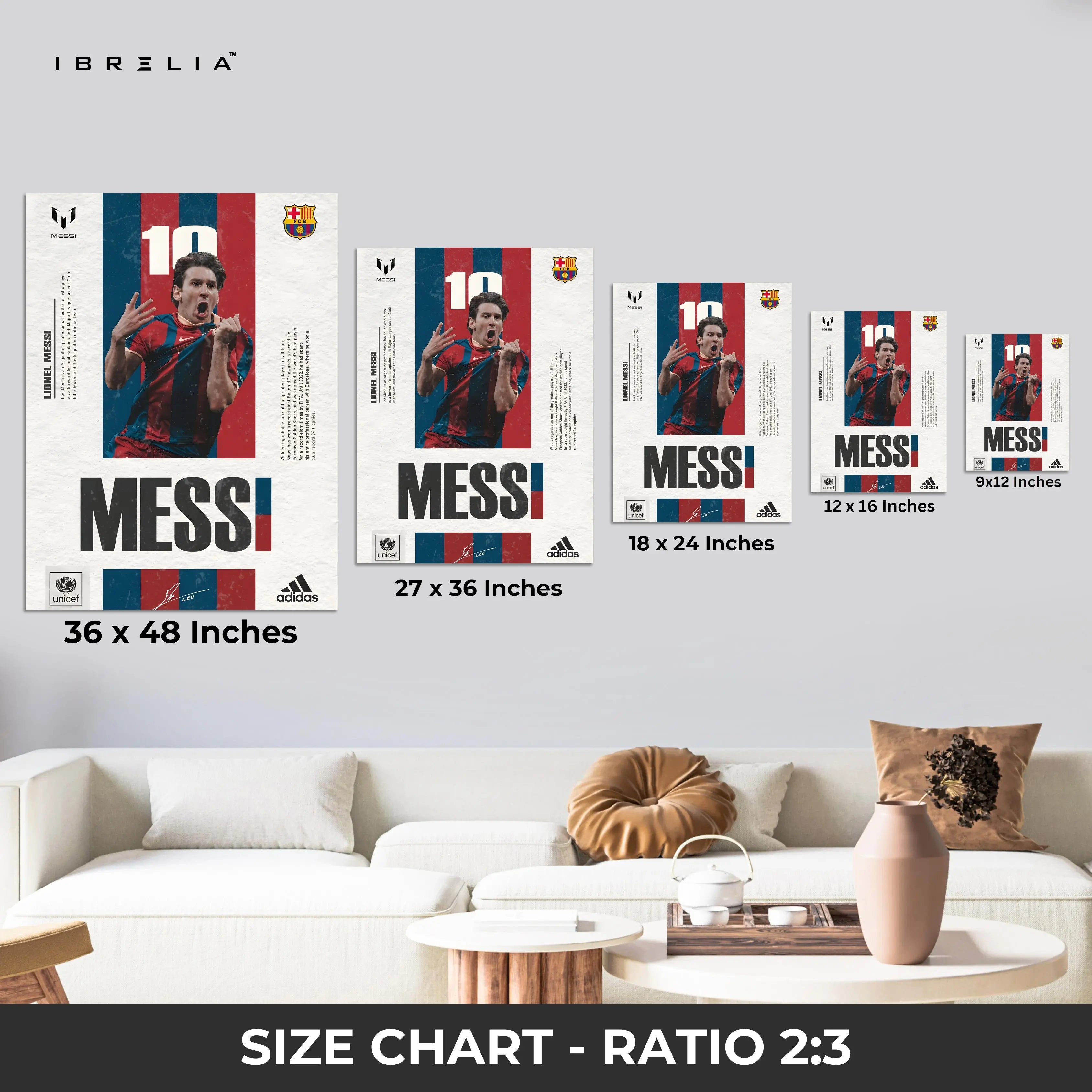 Lionel Messi FC Barcelona Iconic No.10 Poster Art – 4K Ultra Wrap Frame Wall Art in Pakistan | IBRELIA™ IBRELIA