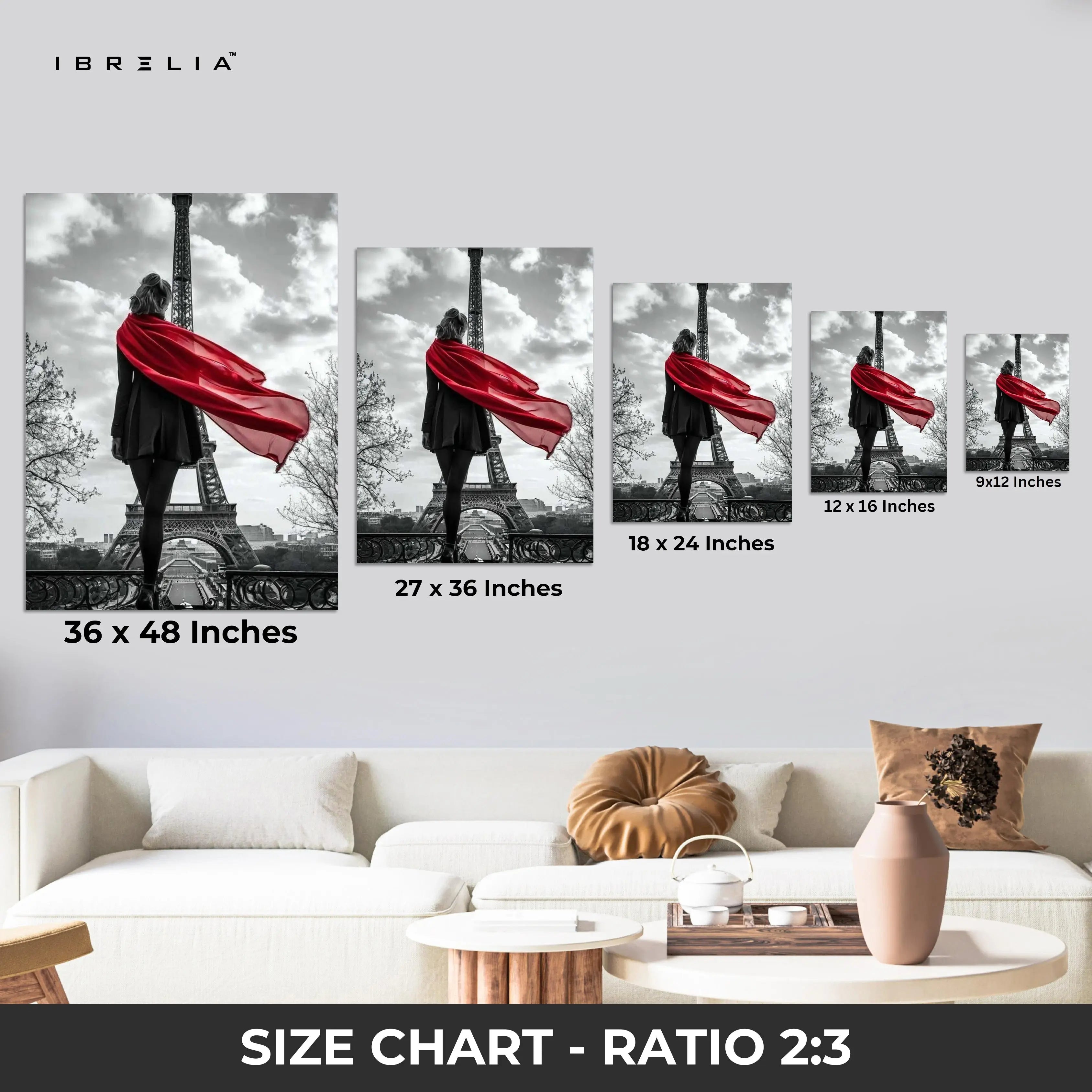 Paris Red Scarf Elegance Art – 4K Ultra Wrap Frame Wall Art in Pakistan | IBRELIA™ IBRELIA
