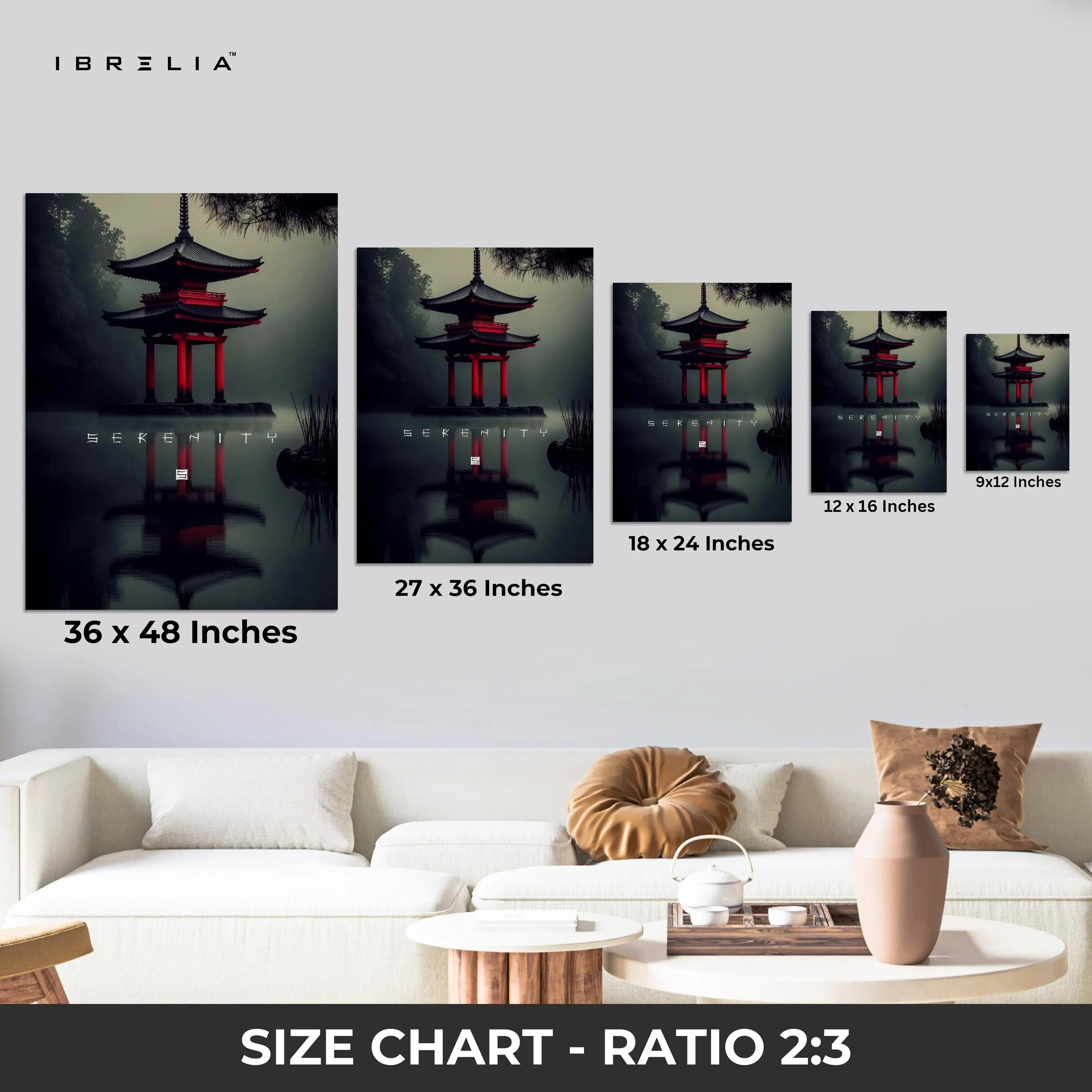 Serenity Pagoda Reflection Art – Zen Minimal Japanese Temple Wall Art | 4K Ultra Wrap Frame Wall Art in Pakistan | IBRELIA™ IBRELIA