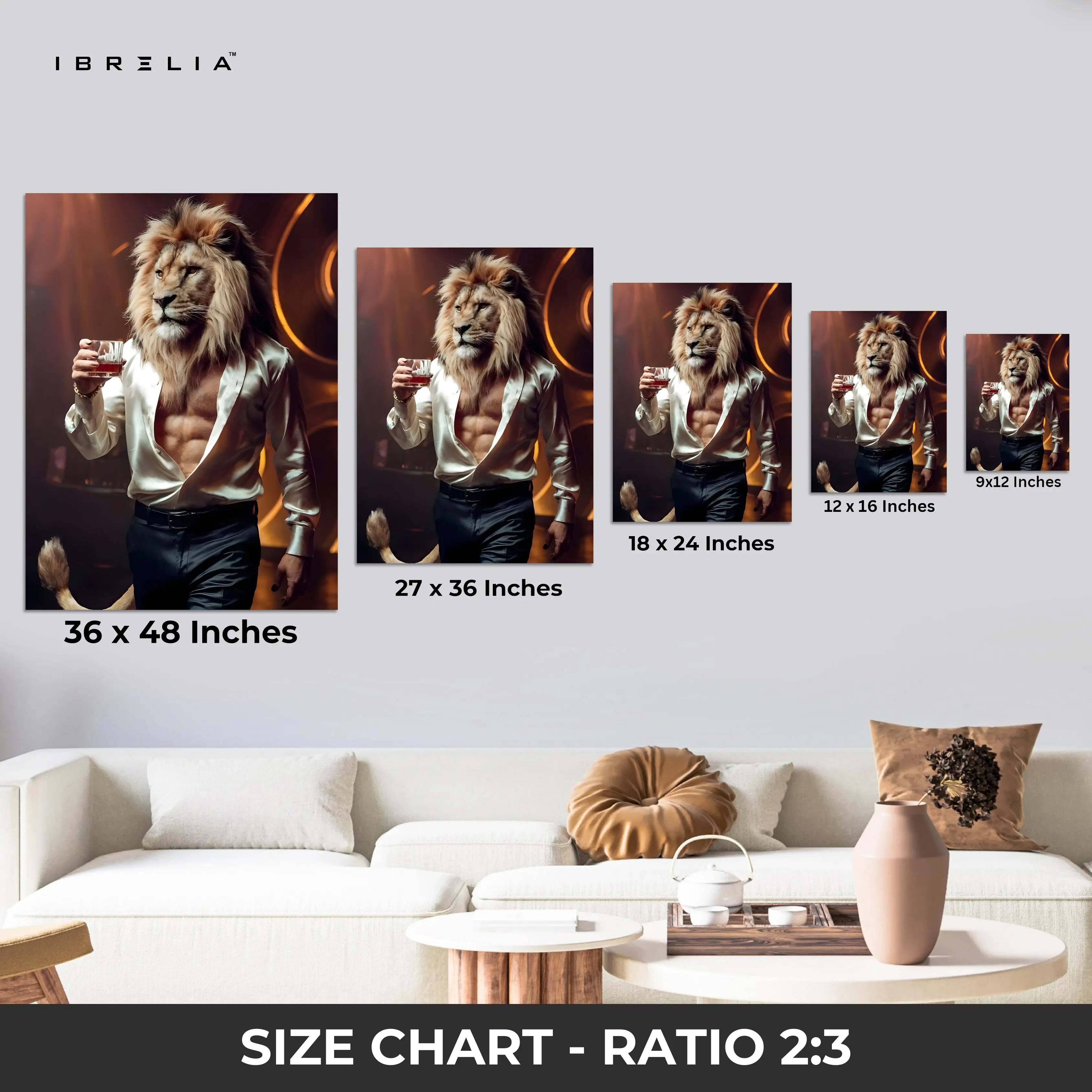 Gentleman Lion Luxury Art – 4K Ultra Wrap Frame Wall Art in Pakistan | IBRELIA™ IBRELIA