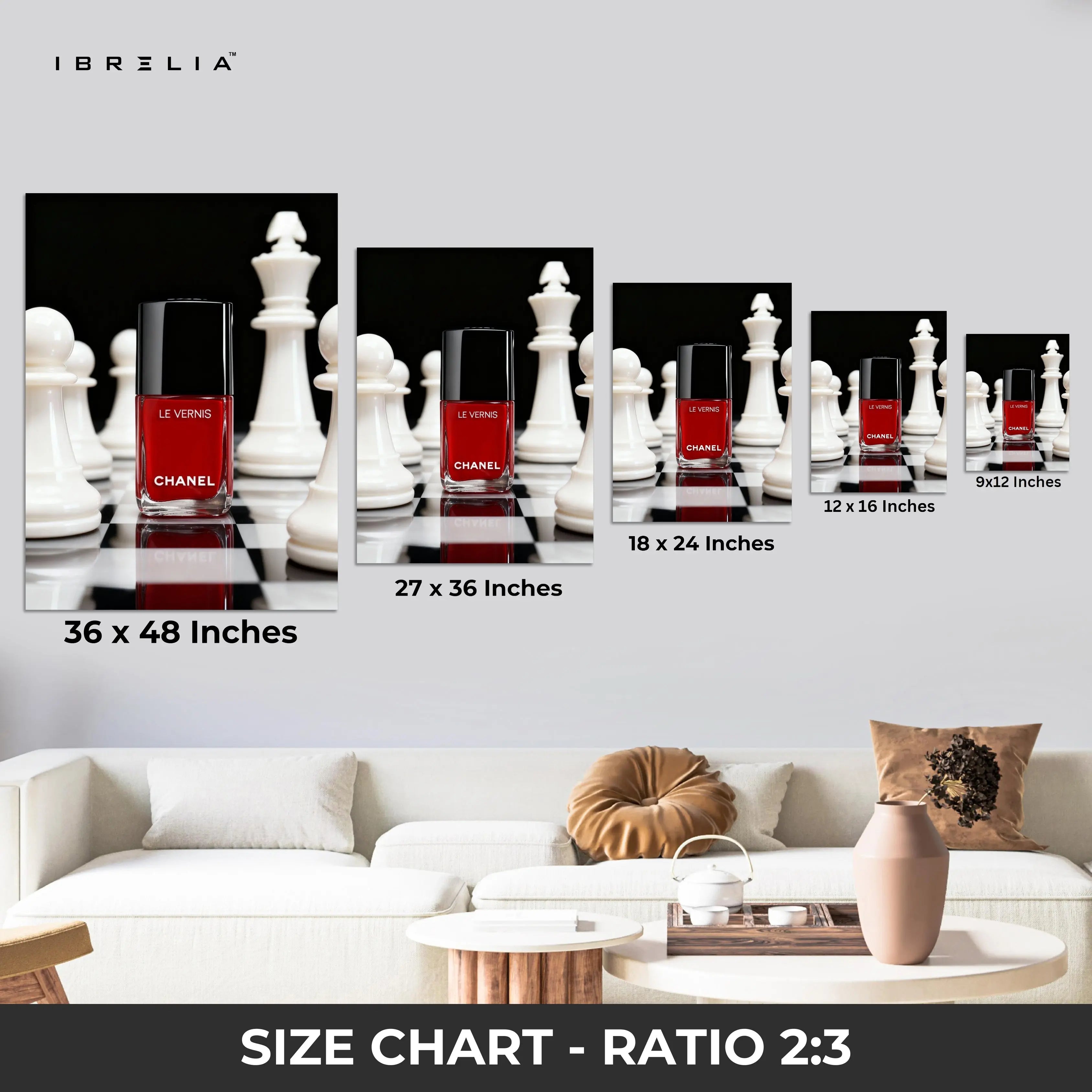 Red Nail Polish Power Chess Art – 4K Ultra Wrap Frame Wall Art in Pakistan | IBRELIA™ IBRELIA