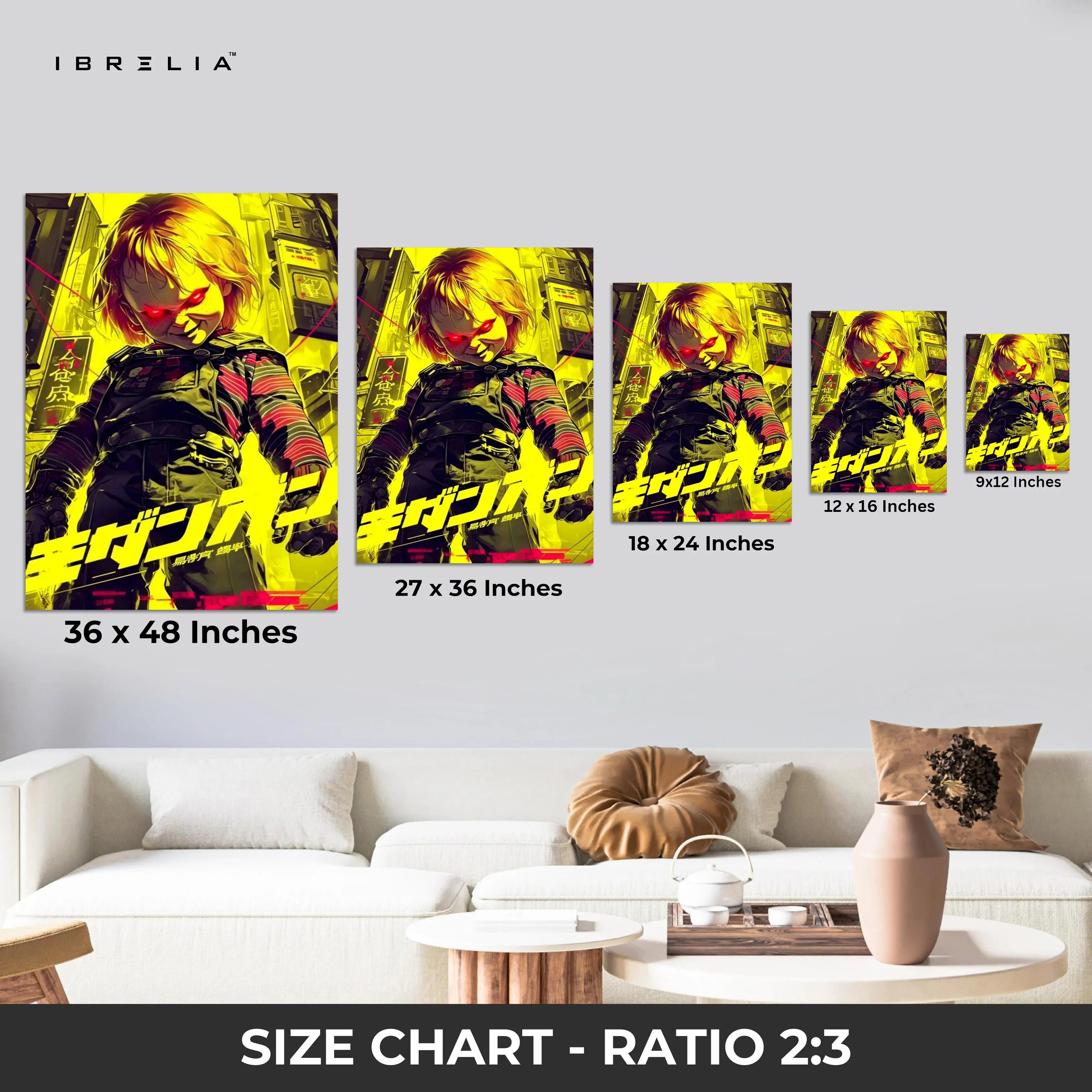 Cyberpunk Chucky Art – Neon Horror 4K Ultra Wrap Frame Wall Art in Pakistan | IBRELIA™ IBRELIA