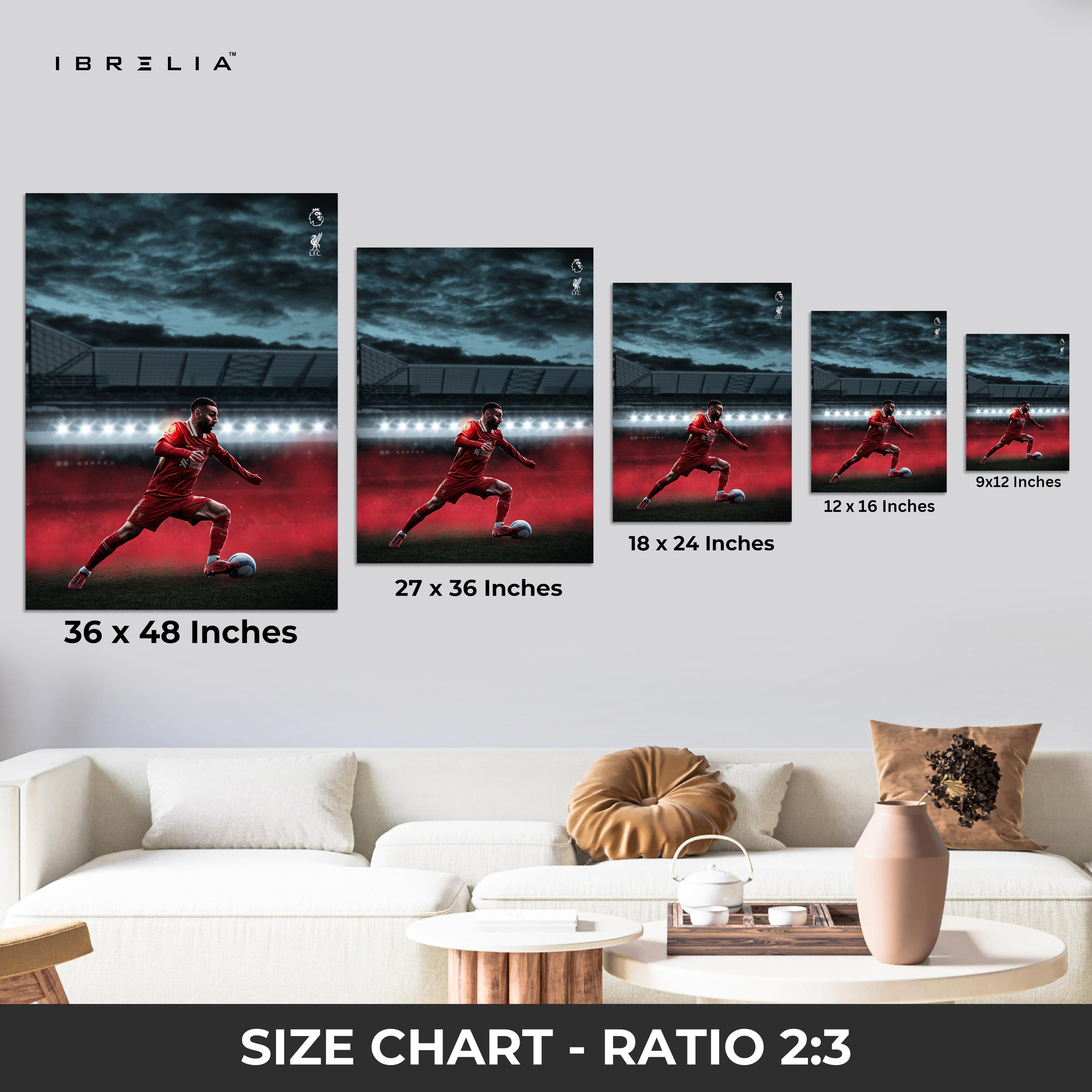 Crimson Night Striker – Cinematic Football Action Art | 4K Ultra Wrap Frame Wall Art in Pakistan | IBRELIA™