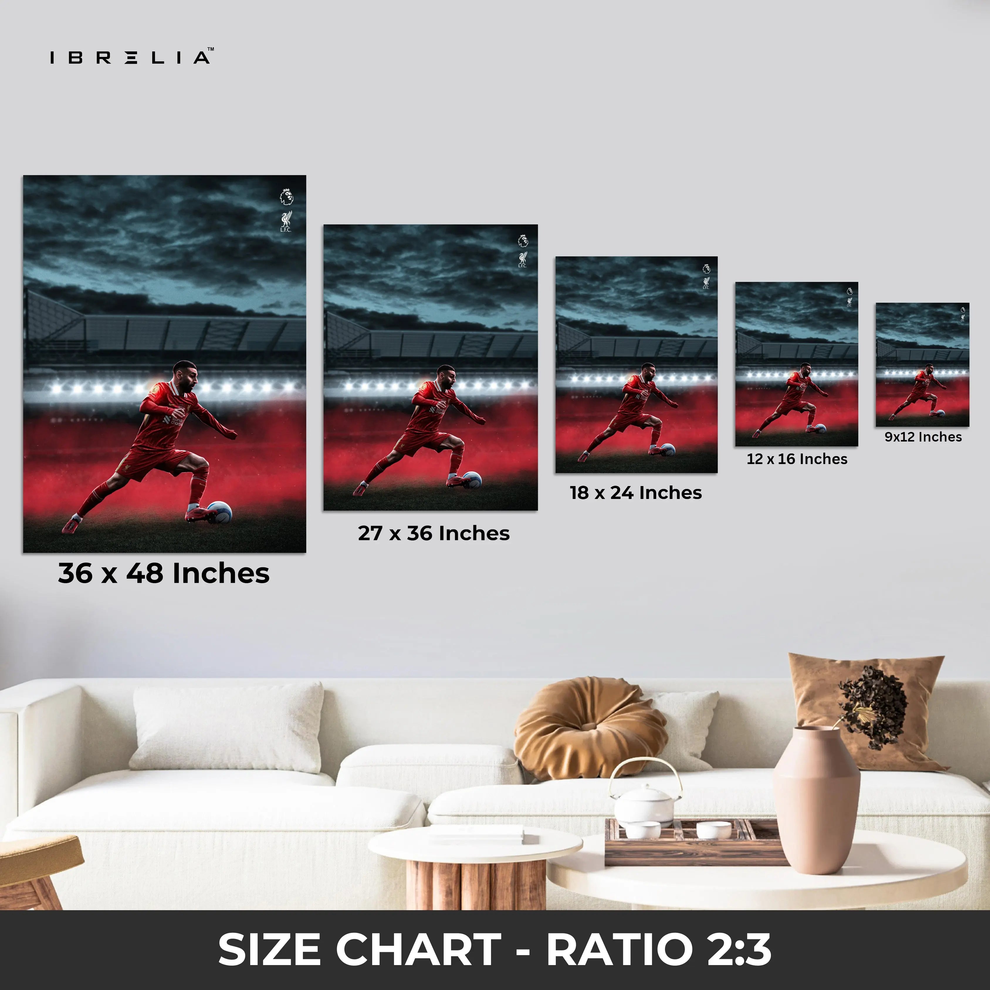 Crimson Night Striker – Cinematic Football Action Art | 4K Ultra Wrap Frame Wall Art in Pakistan | IBRELIA™ IBRELIA