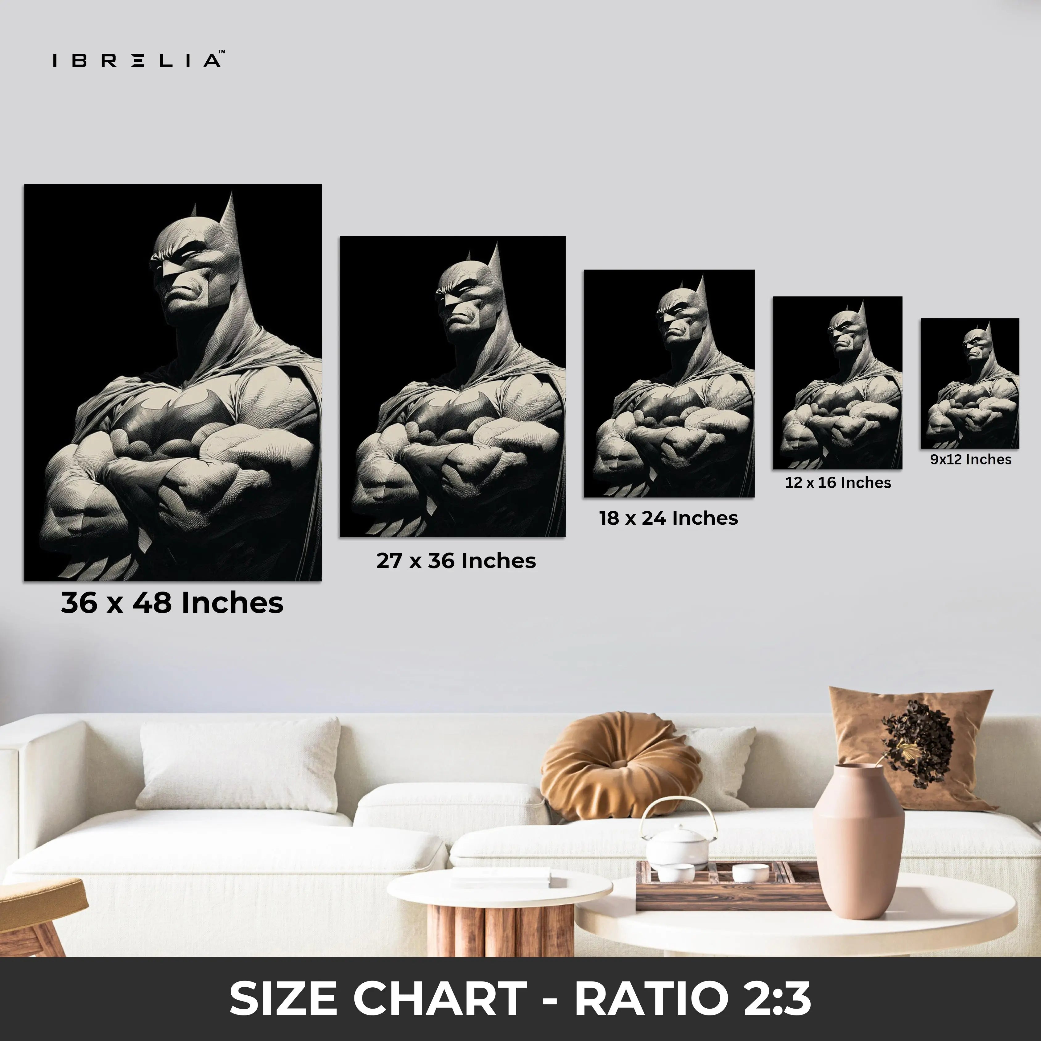 Monochrome Dark Knight – Sculpted Vigilante Noir Art | 4K Ultra Wrap Frame Wall Art in Pakistan | IBRELIA™ IBRELIA