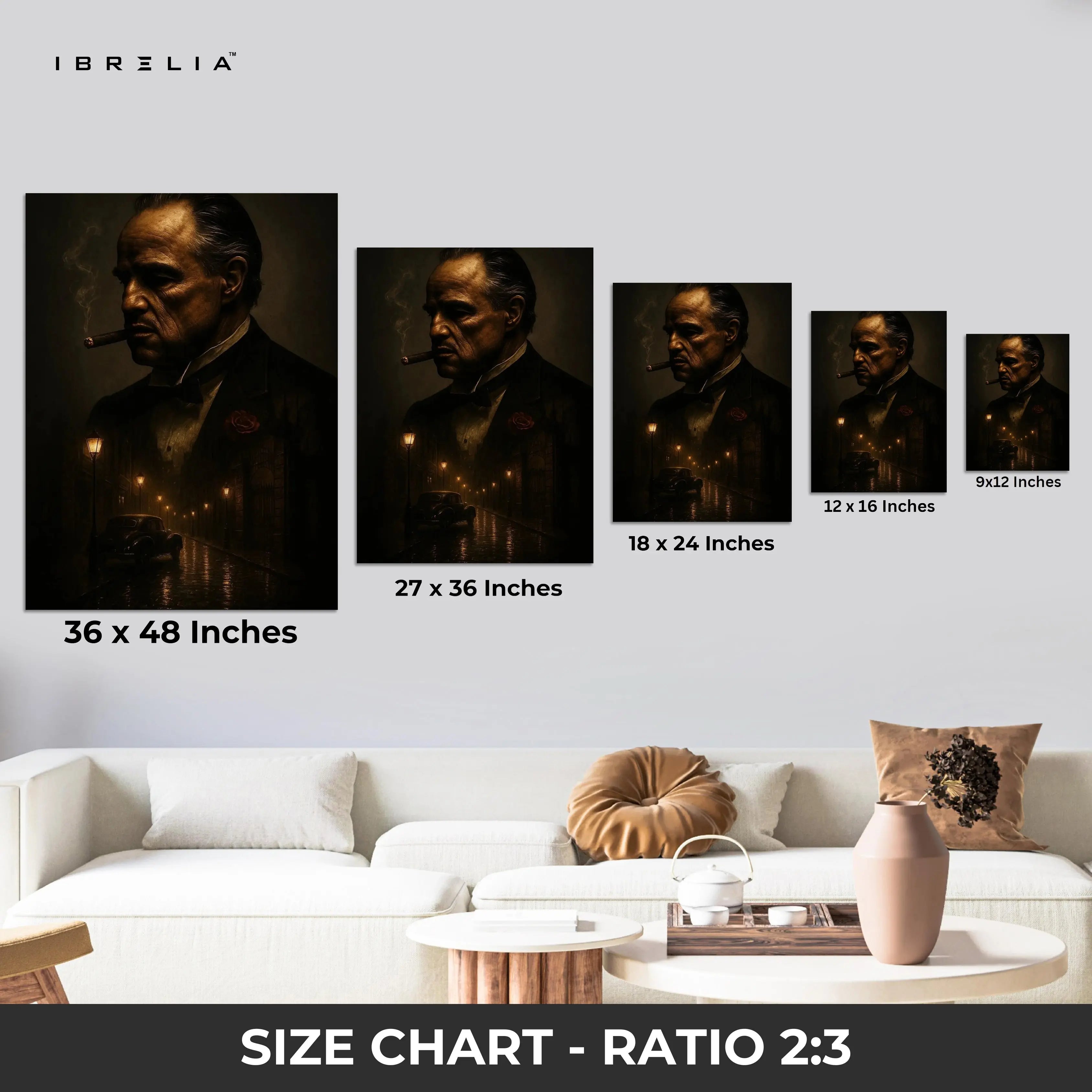 The Godfather Dark Portrait Noir Art – 4K Ultra Wrap Frame Wall Art in Pakistan | IBRELIA™ IBRELIA