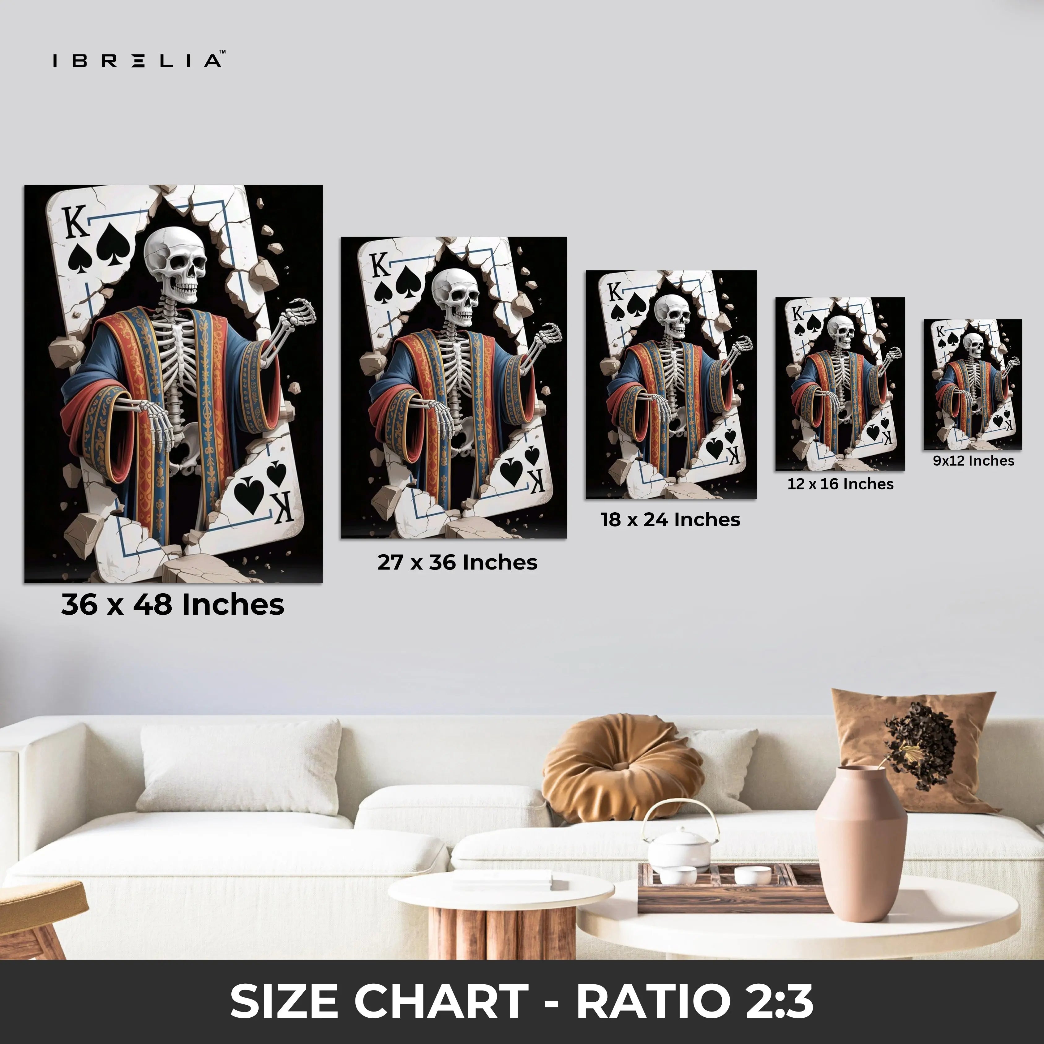 Skeleton King of Spades Art – 4K Ultra Wrap Frame Wall Art in Pakistan | IBRELIA™ IBRELIA