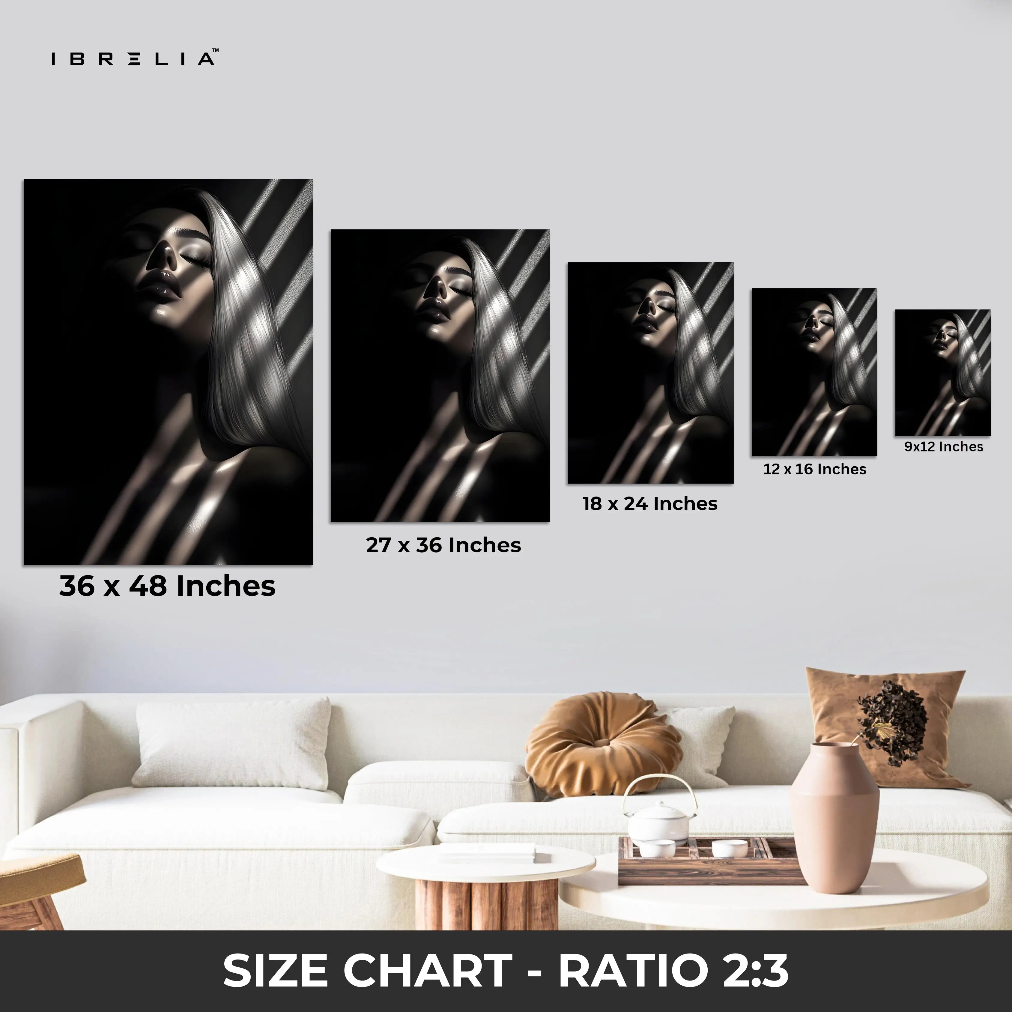 Shadowlight Siren – Dark Feminine Noir Portrait Art | 4K Ultra Wrap Frame Wall Art in Pakistan | IBRELIA™ IBRELIA
