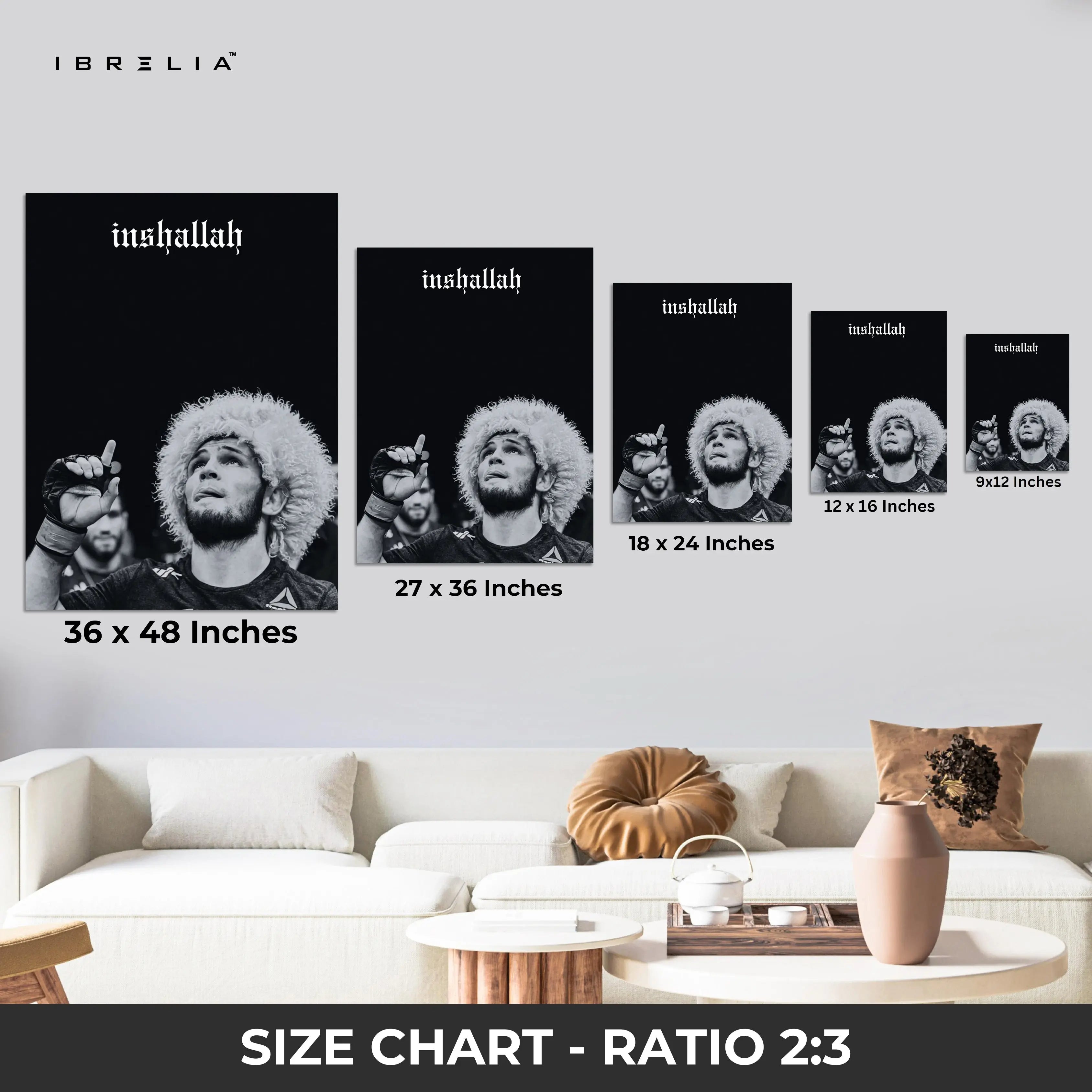Inshallah Champion Moment – Khabib Nurmagomedov Tribute Art | 4K Ultra Wrap Frame Wall Art in Pakistan | IBRELIA™ IBRELIA