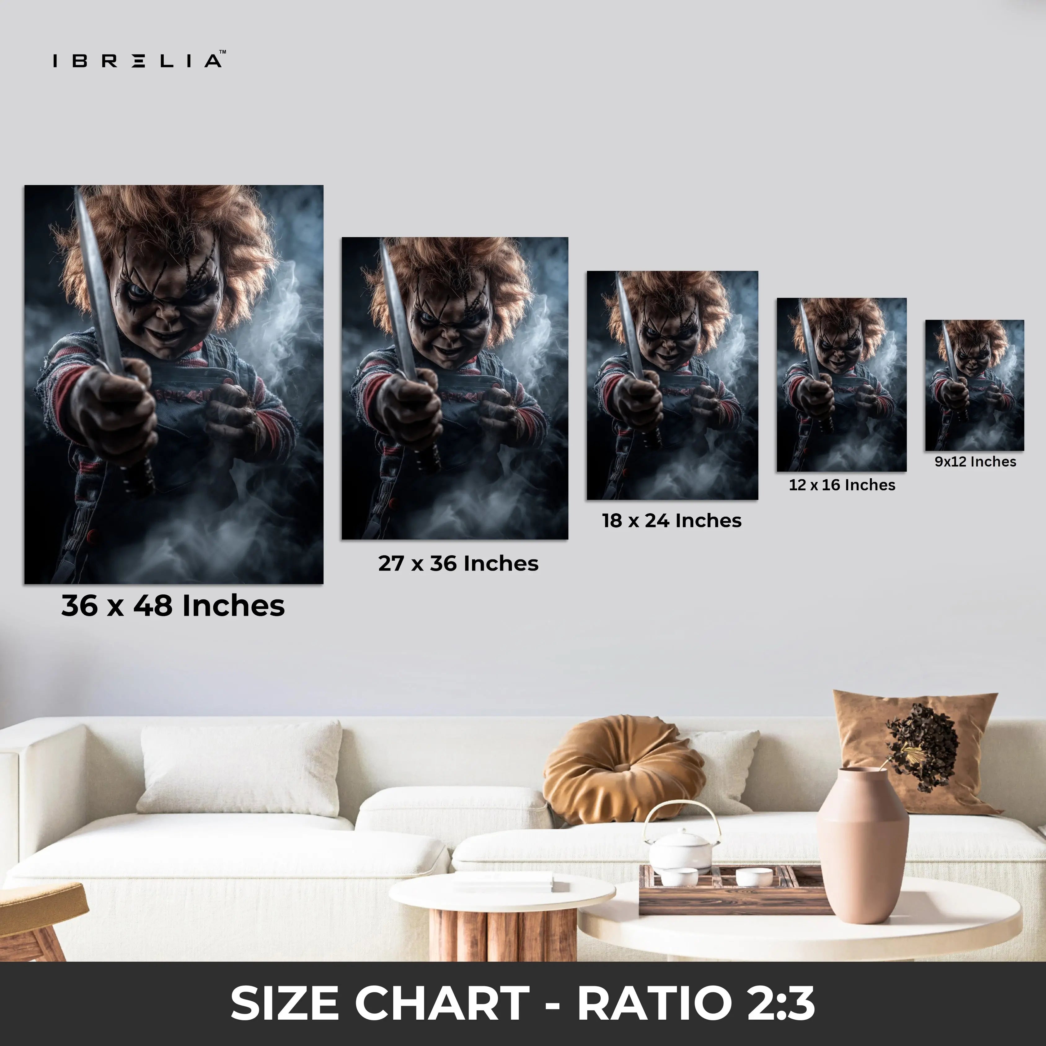 Sinister Doll Standoff – Dark Cinematic Horror Art | 4K Ultra Wrap Frame Wall Art in Pakistan | IBRELIA™ IBRELIA