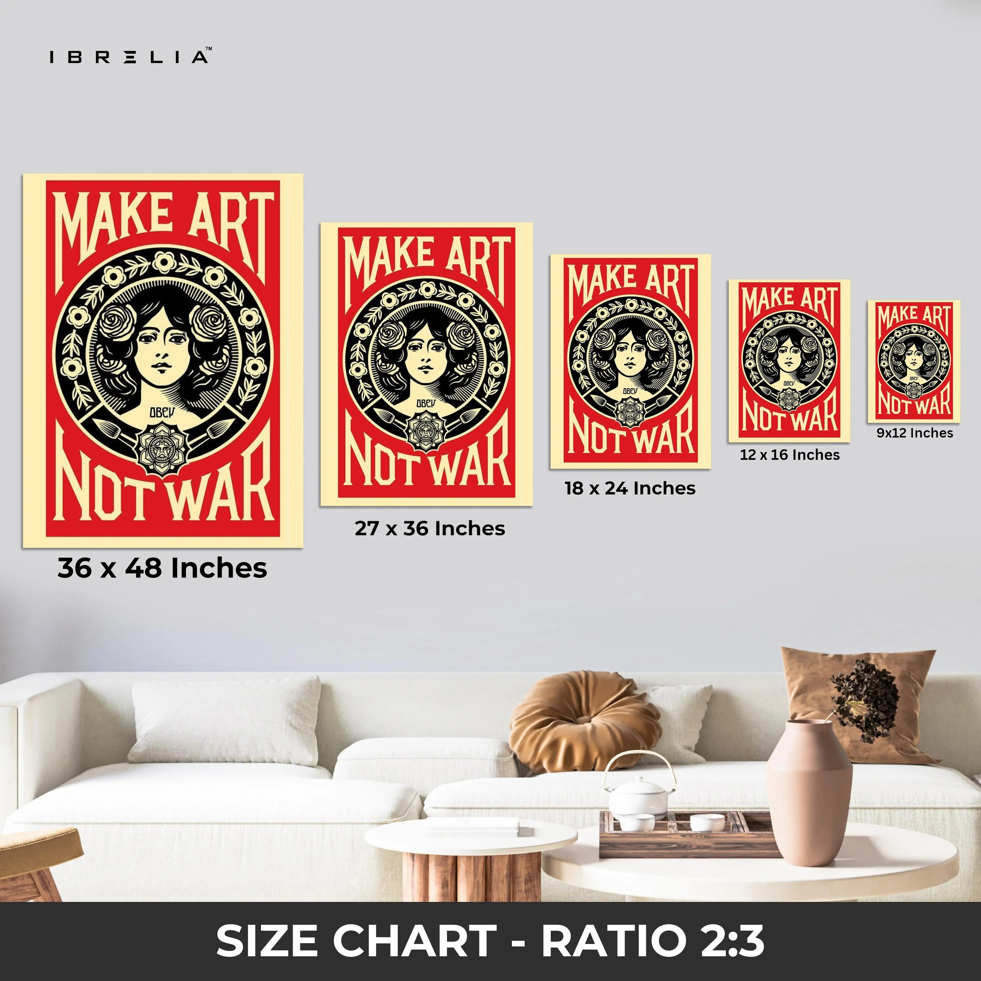Make Art Not War – Bold Political Pop Art Poster | 4K Ultra Wrap Frame Wall Art in Pakistan | IBRELIA™ IBRELIA