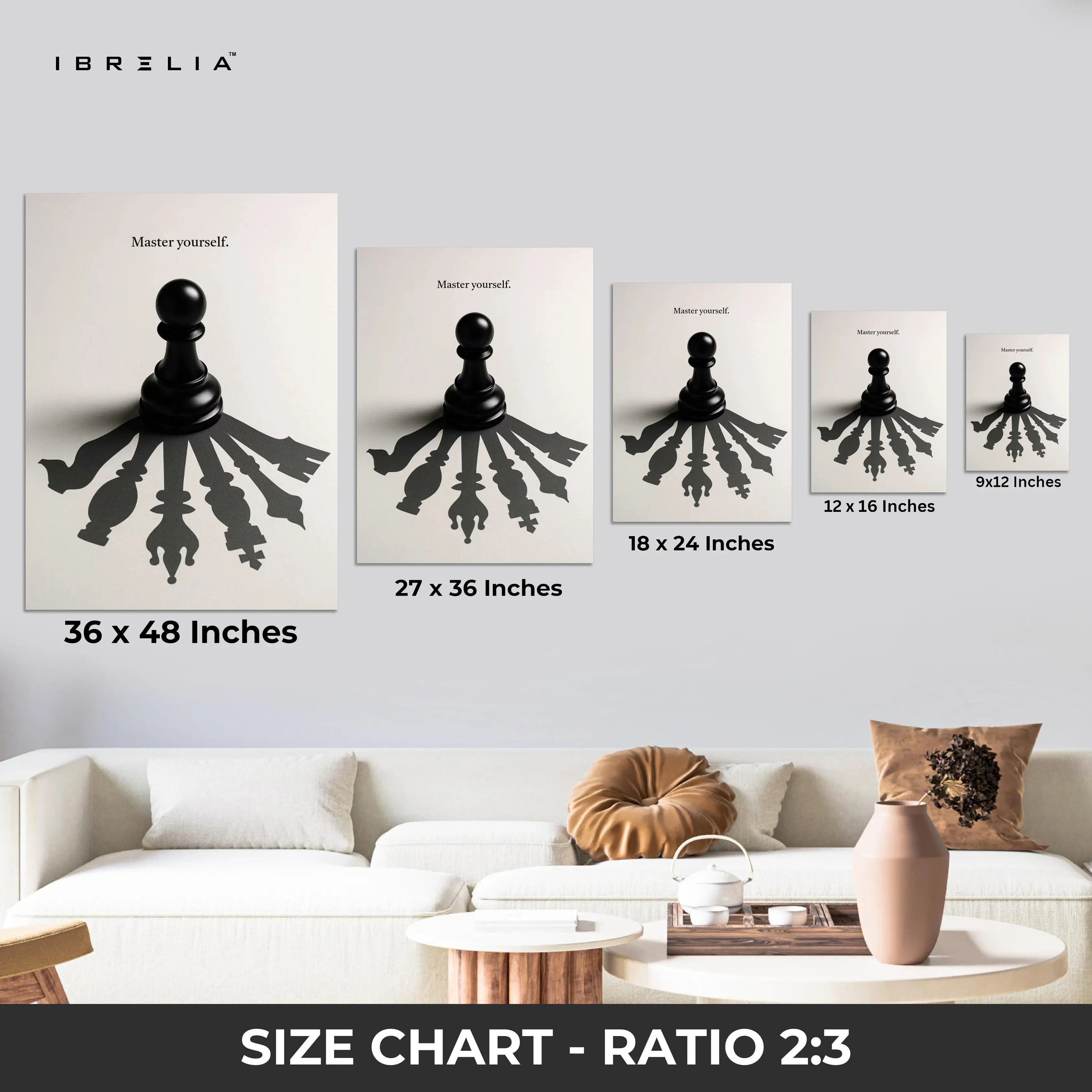 Master Yourself – Minimal Chess Philosophy Art | 4K Ultra Wrap Frame Wall Art in Pakistan | IBRELIA™ IBRELIA