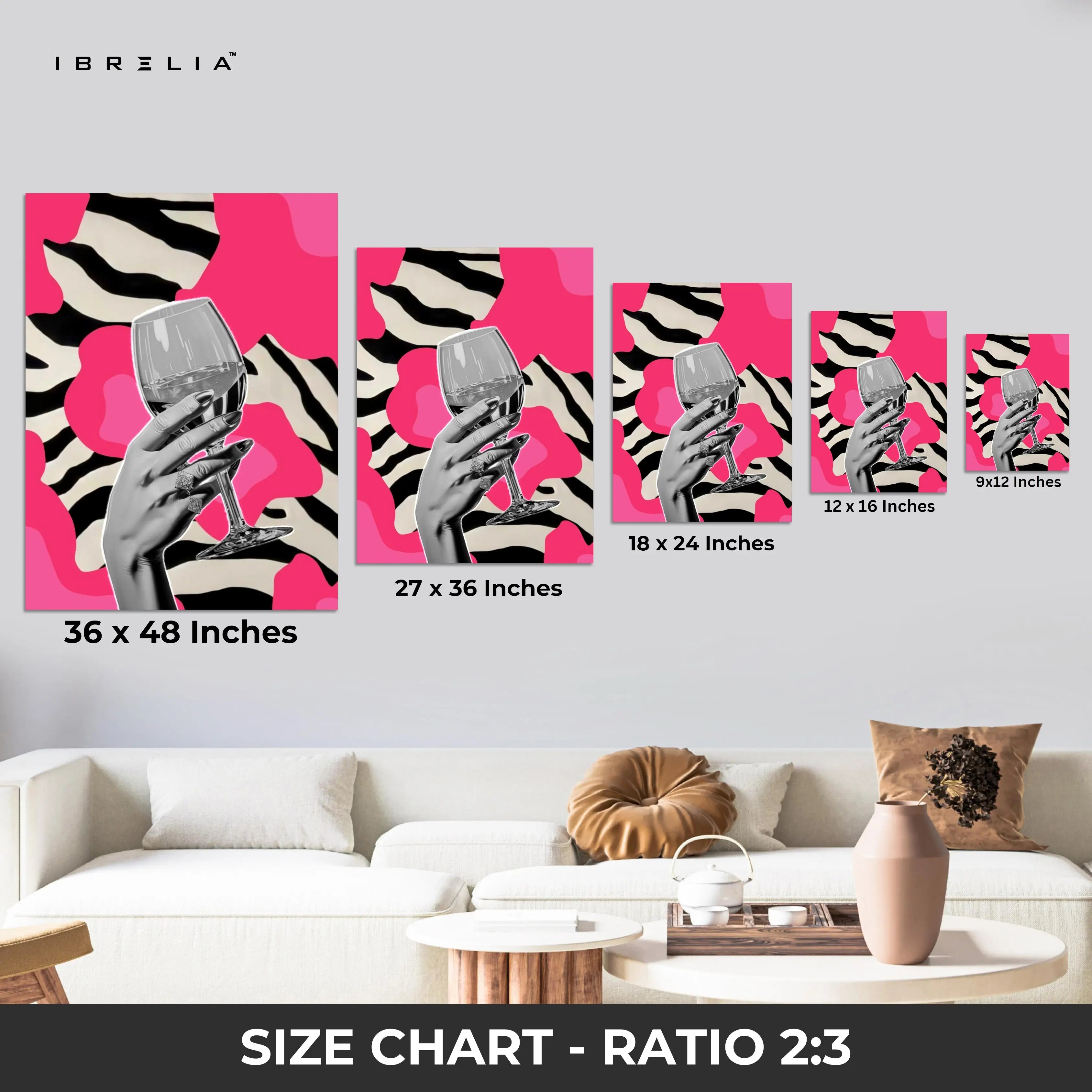 Pink Zebra Wine Glam Art – 4K Ultra Wrap Frame Wall Art in Pakistan | IBRELIA™ IBRELIA