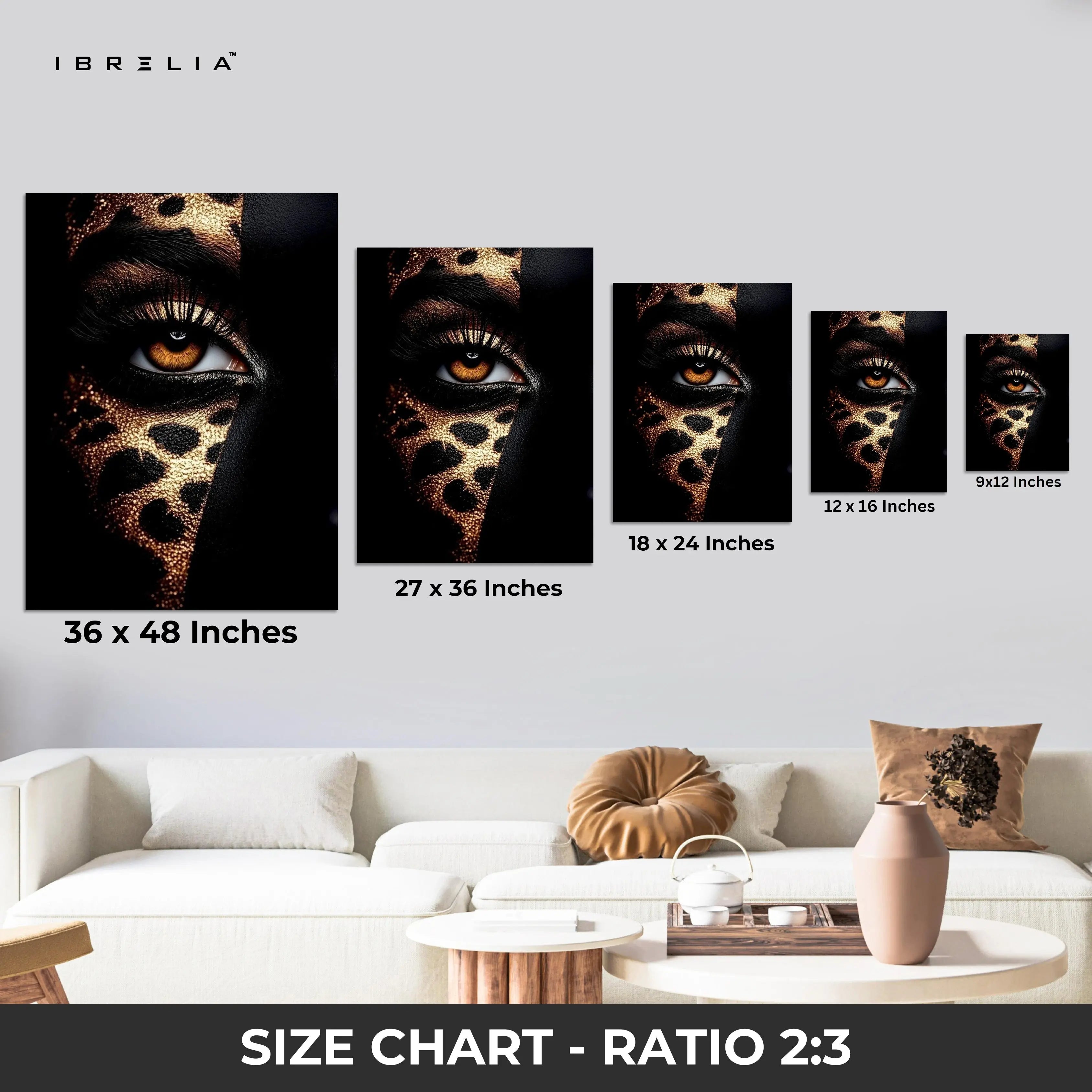 Golden Leopard Gaze Art – 4K Ultra Wrap Frame Wall Art in Pakistan | IBRELIA™ IBRELIA