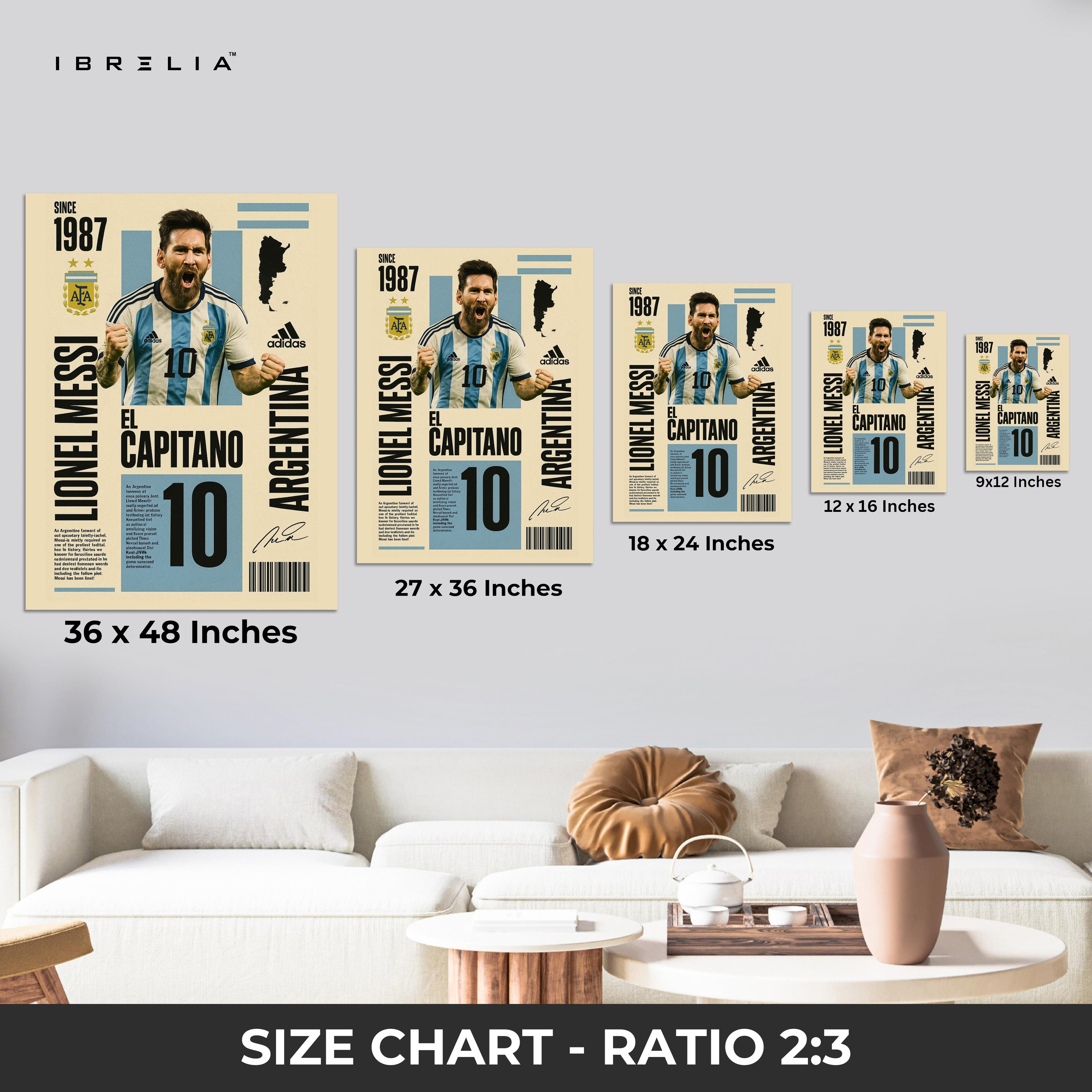 Lionel Messi “El Capitano” Argentina No.10 Poster Art – 4K Ultra Wrap Frame Wall Art in Pakistan | IBRELIA™