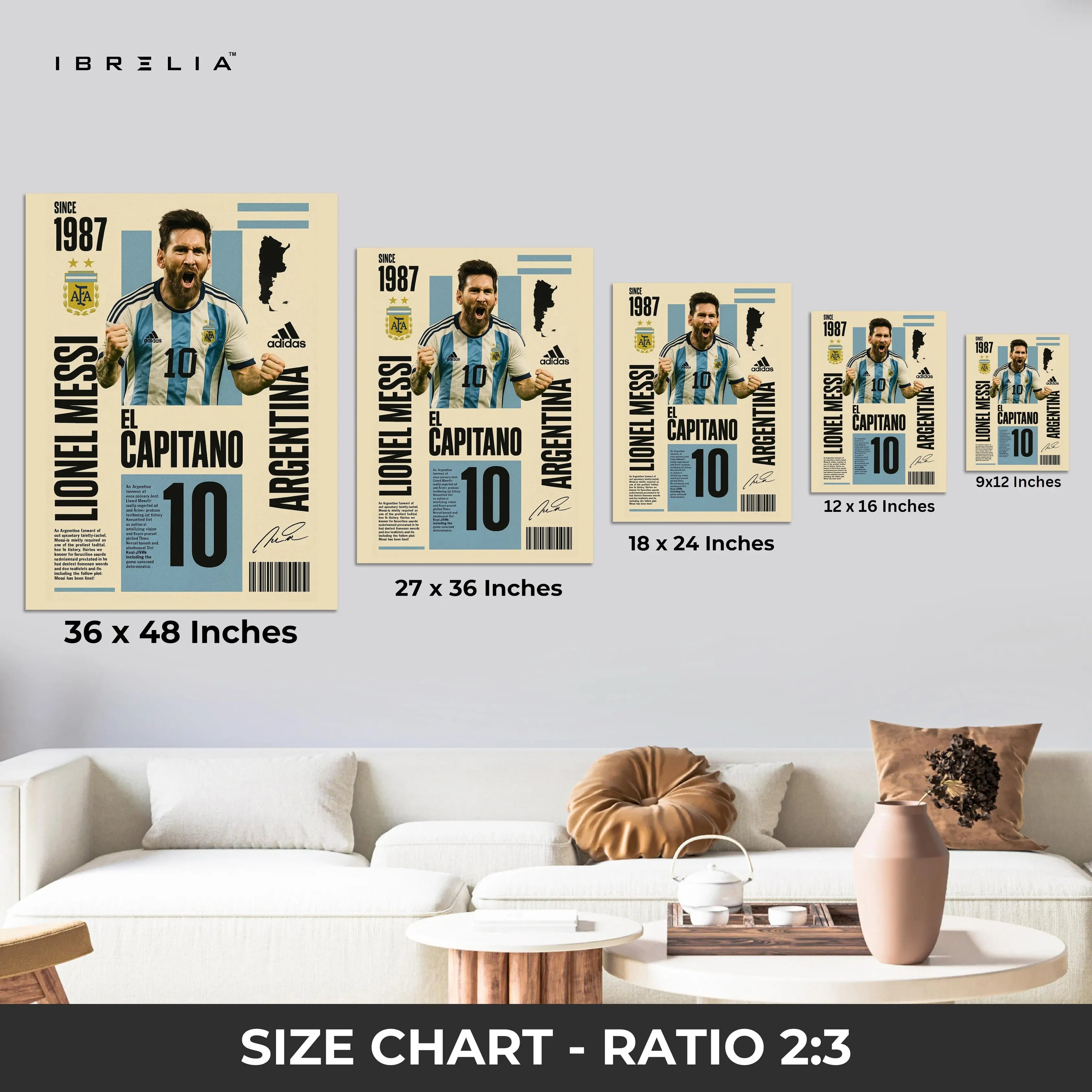 Lionel Messi “El Capitano” Argentina No.10 Poster Art – 4K Ultra Wrap Frame Wall Art in Pakistan | IBRELIA™ IBRELIA