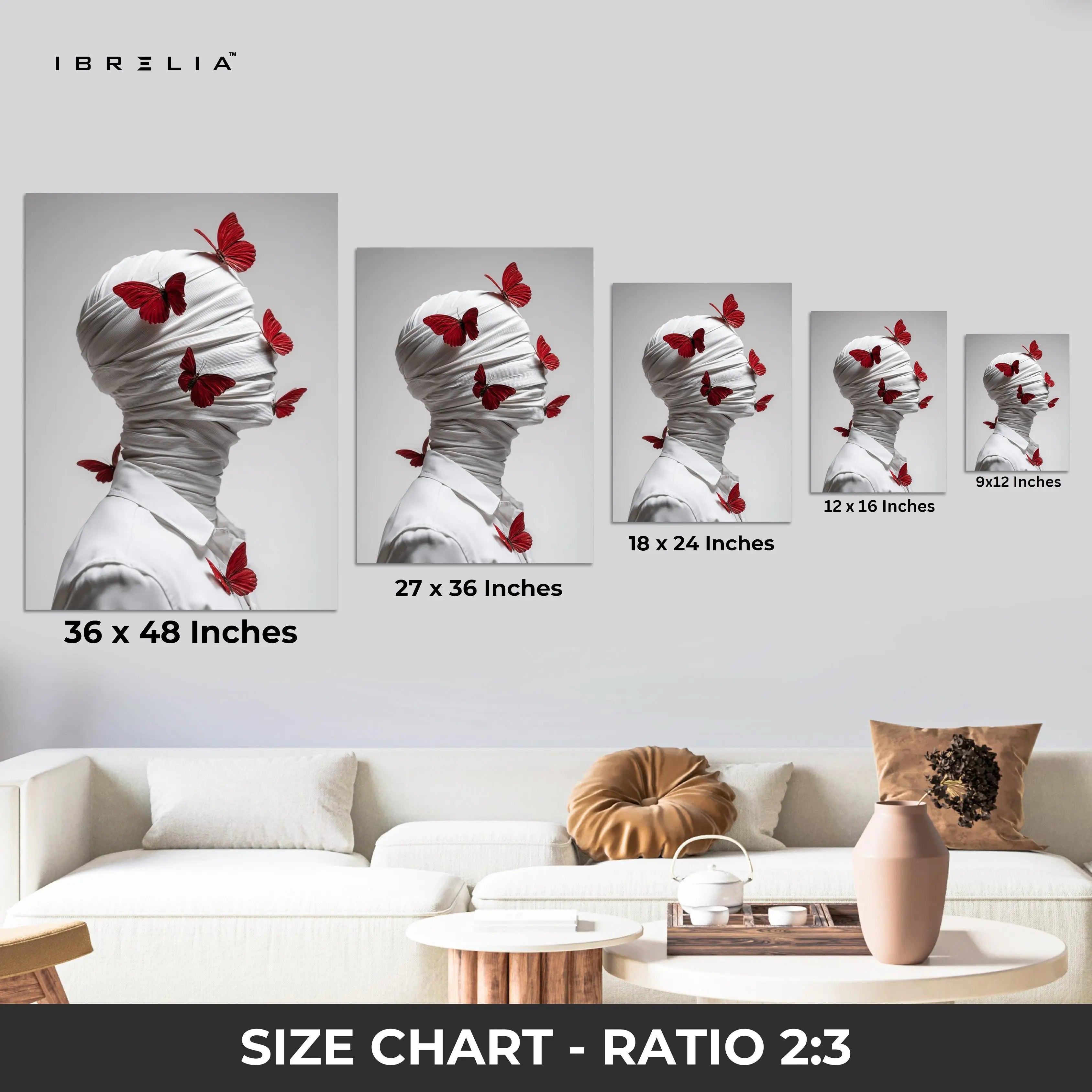 Crimson Butterflies Silence Art – 4K Ultra Wrap Frame Wall Art in Pakistan | IBRELIA™ IBRELIA
