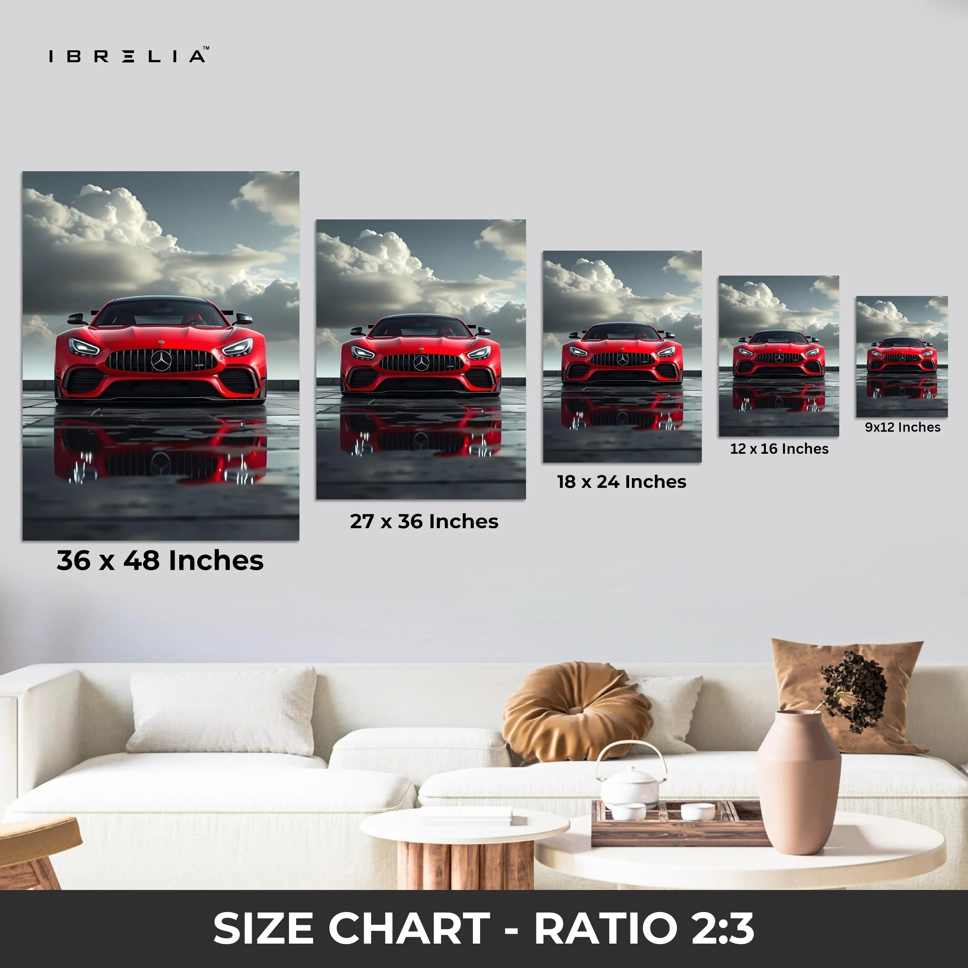 Mercedes AMG GT Power Reflection – 4K Ultra Wrap Frame Wall Art in Pakistan | IBRELIA™ IBRELIA
