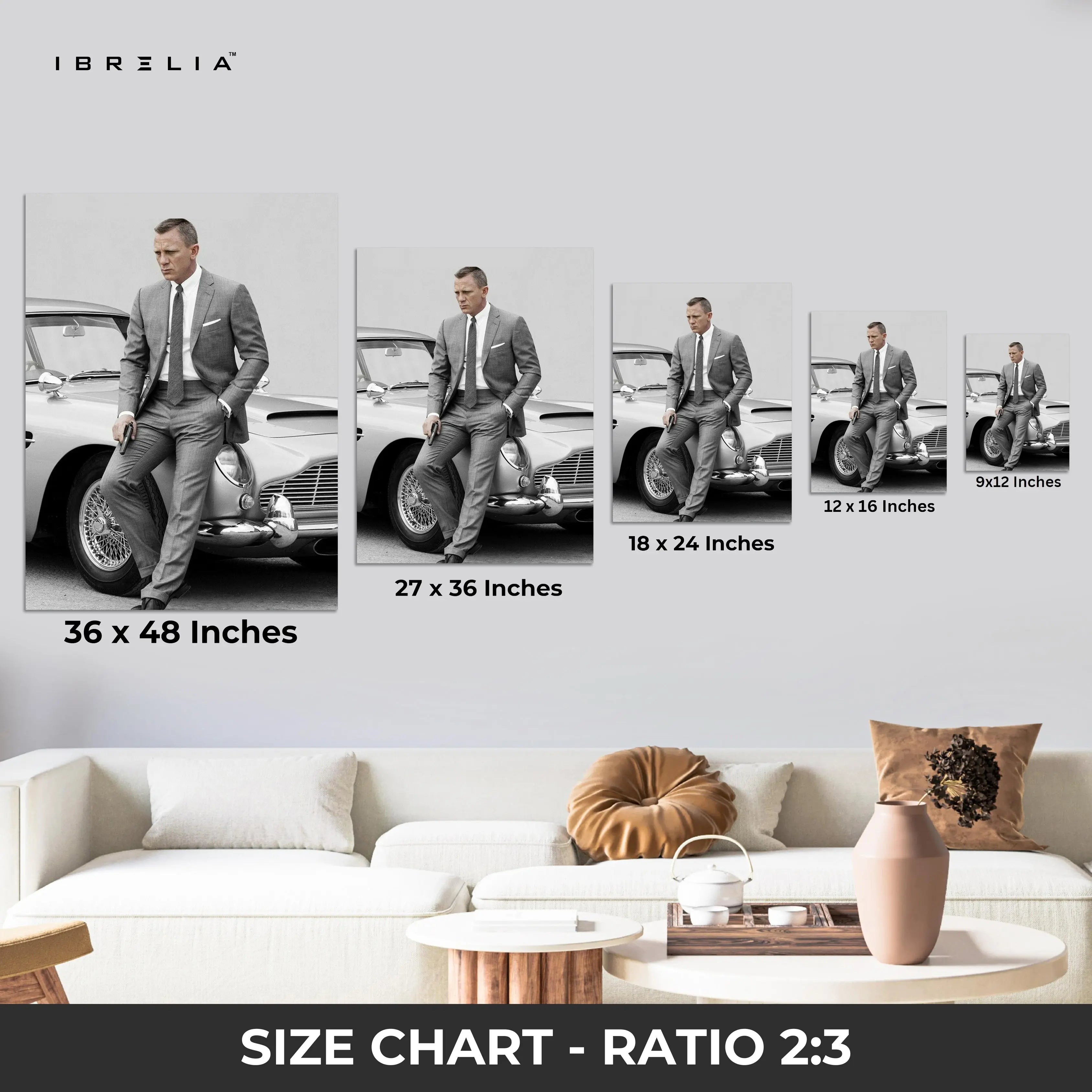 James Bond Aston Martin Portrait – 007 Minimal Cinematic 4K Ultra Wrap Frame Wall Art in Pakistan | IBRELIA™ IBRELIA