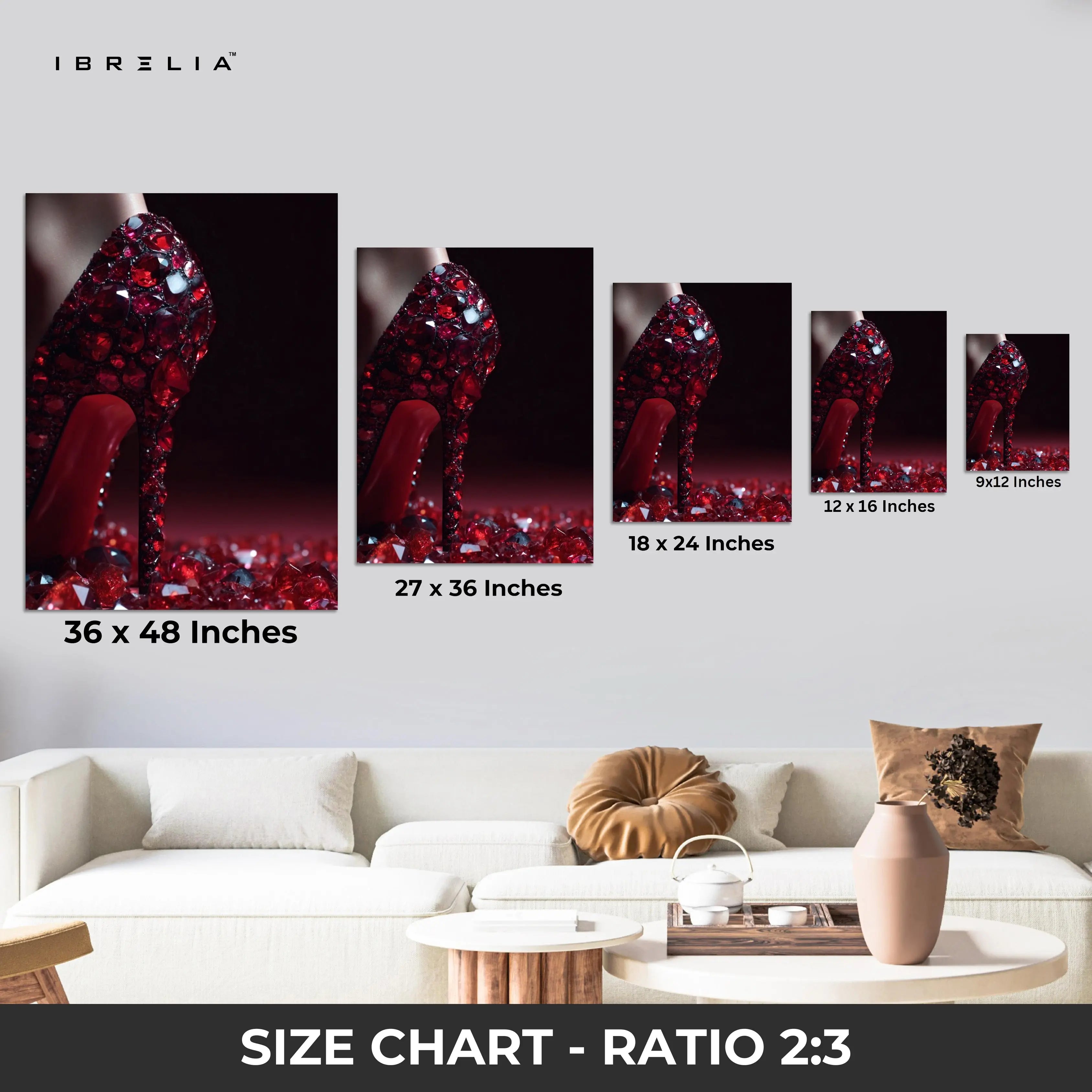 Red Crystal Stiletto Luxury Art – 4K Ultra Wrap Frame Wall Art in Pakistan | IBRELIA™ IBRELIA