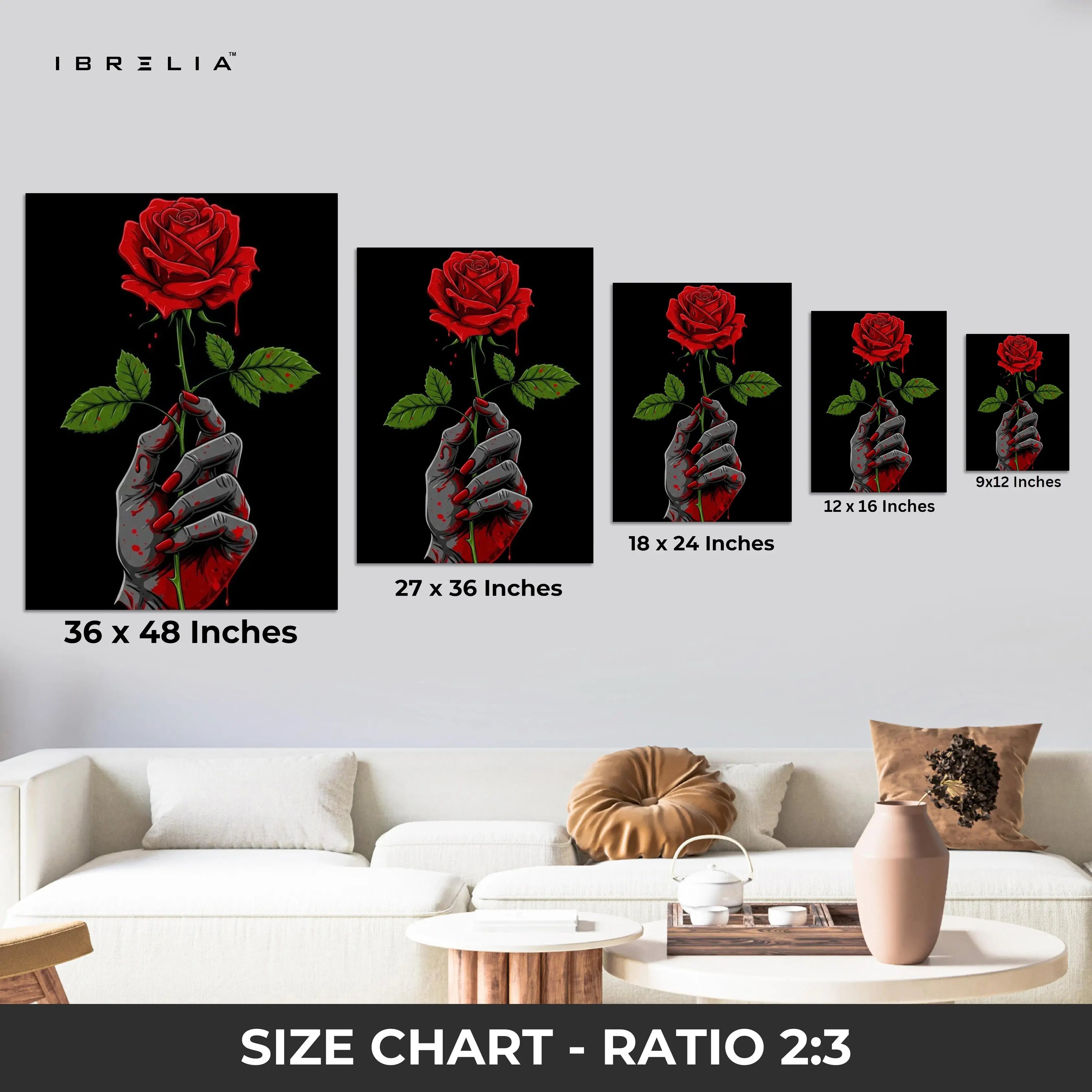Crimson Bloom Hand – Dark Symbolic Rose Art | 4K Ultra Wrap Frame Wall Art in Pakistan | IBRELIA™ IBRELIA