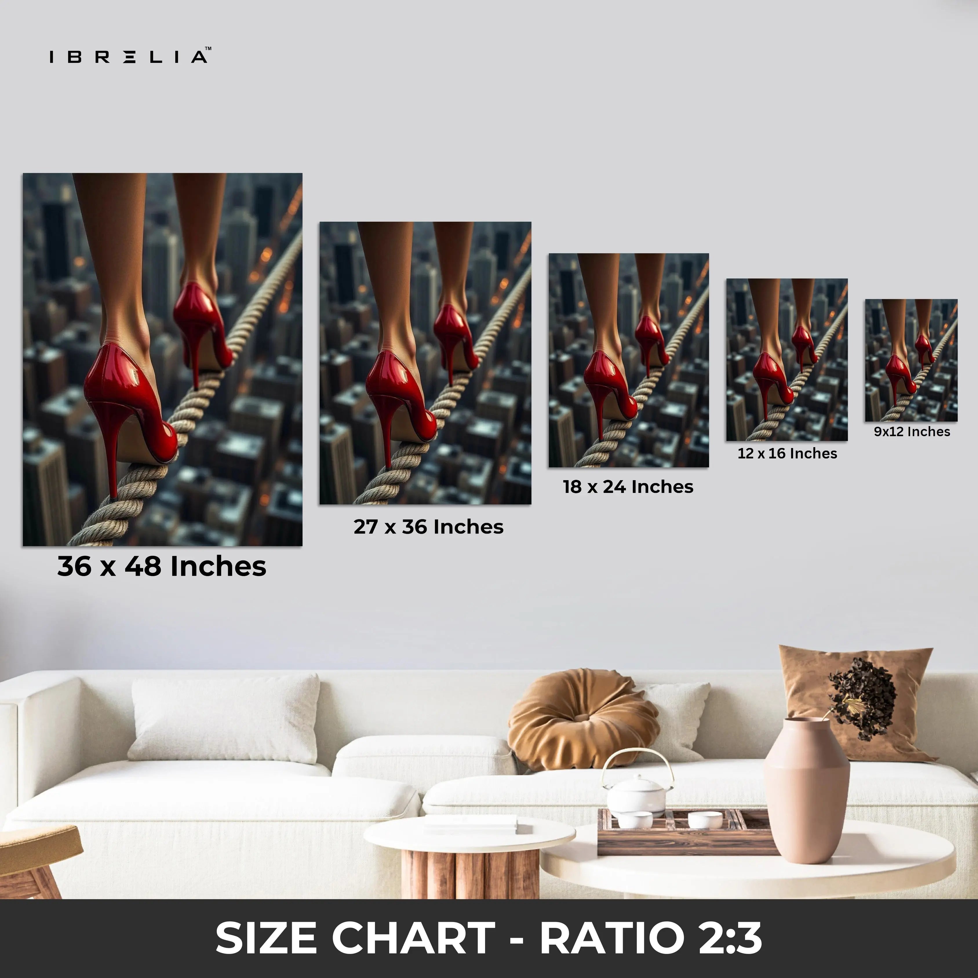 Red Heels on the Edge Art – 4K Ultra Wrap Frame Wall Art in Pakistan | IBRELIA™ IBRELIA