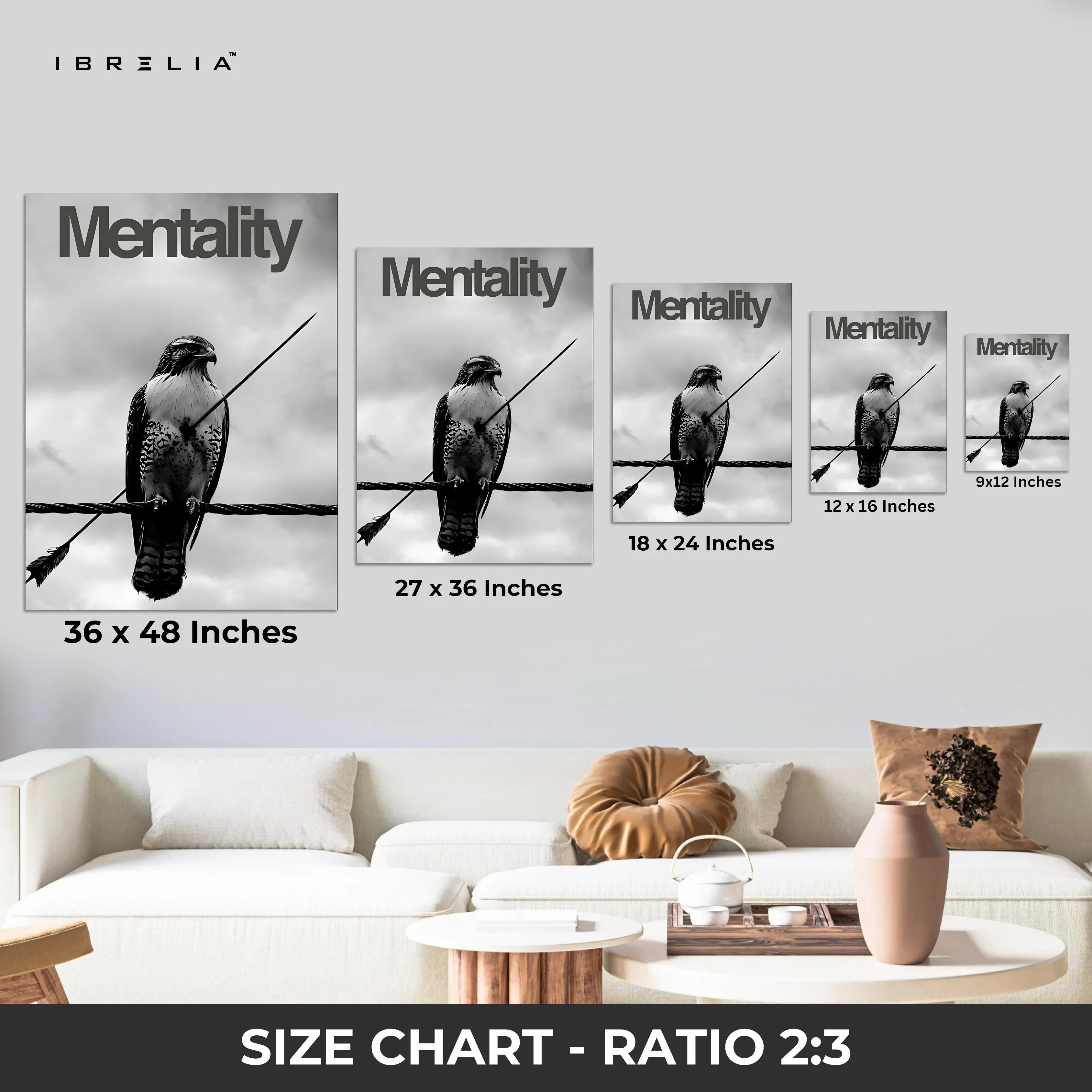 Mentality Hawk Minimal Art – 4K Ultra Wrap Frame Wall Art in Pakistan | IBRELIA™ IBRELIA