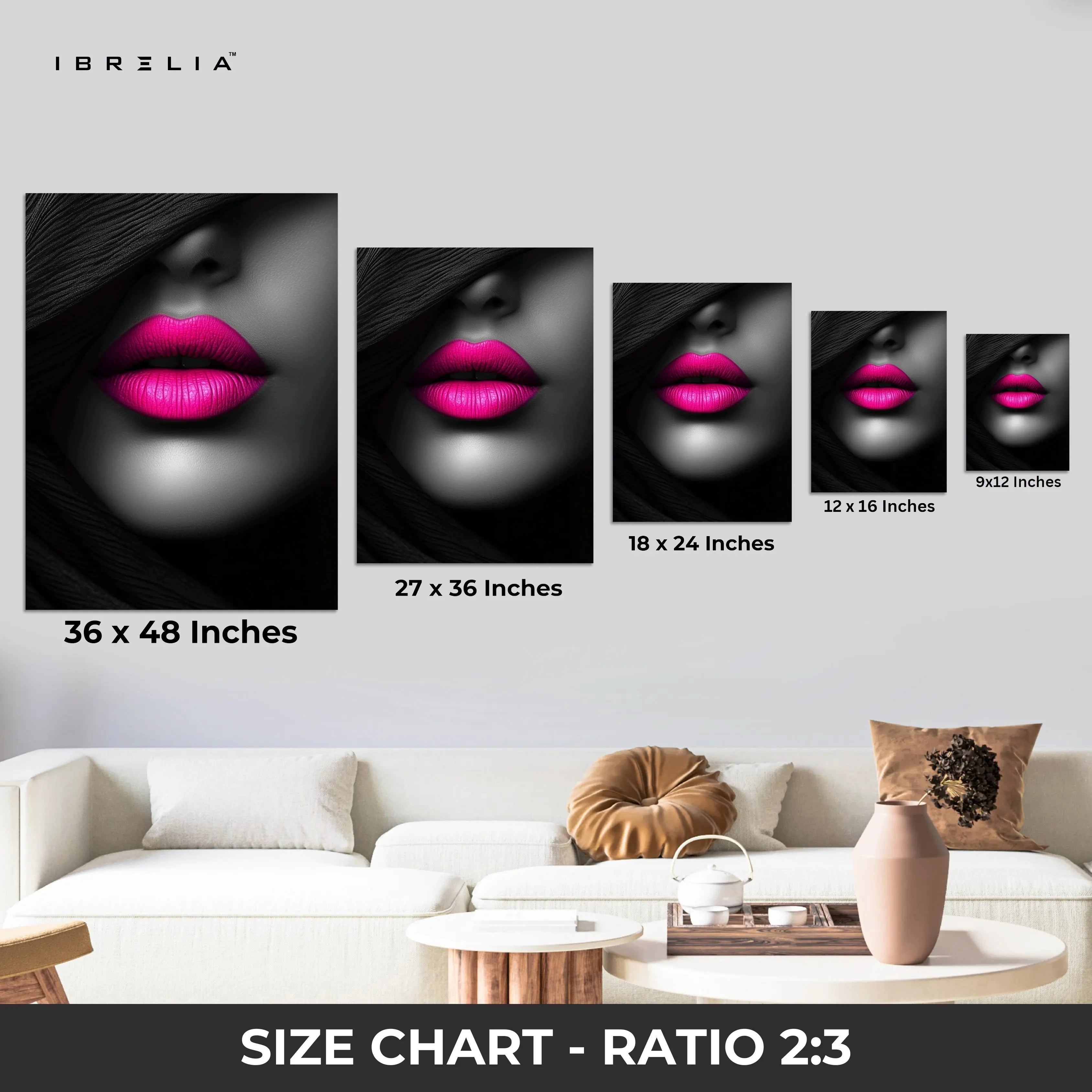Midnight Pink Lips Art – 4K Ultra Wrap Frame Wall Art in Pakistan | IBRELIA™ IBRELIA