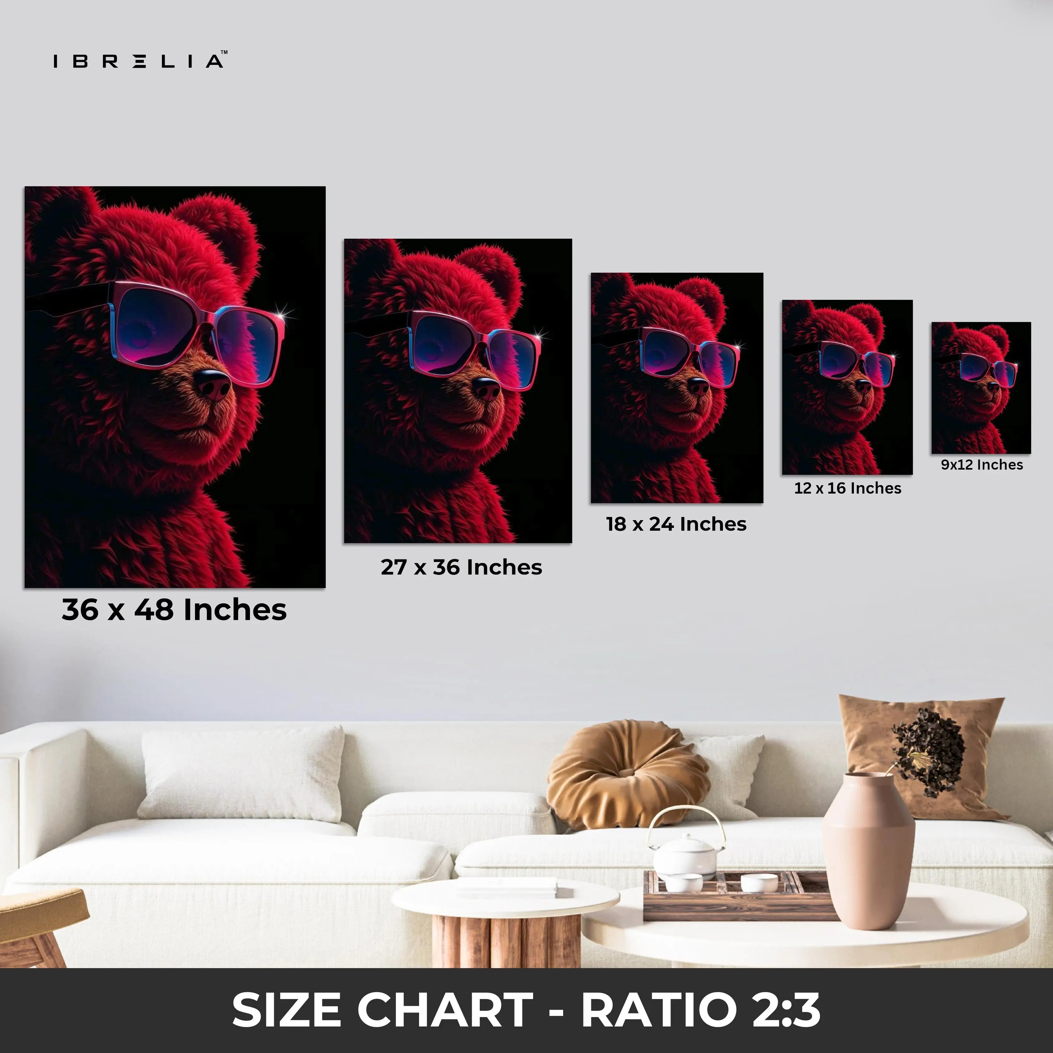 Red Bear Swagger Art – 4K Ultra Wrap Frame Wall Art in Pakistan | IBRELIA™ IBRELIA