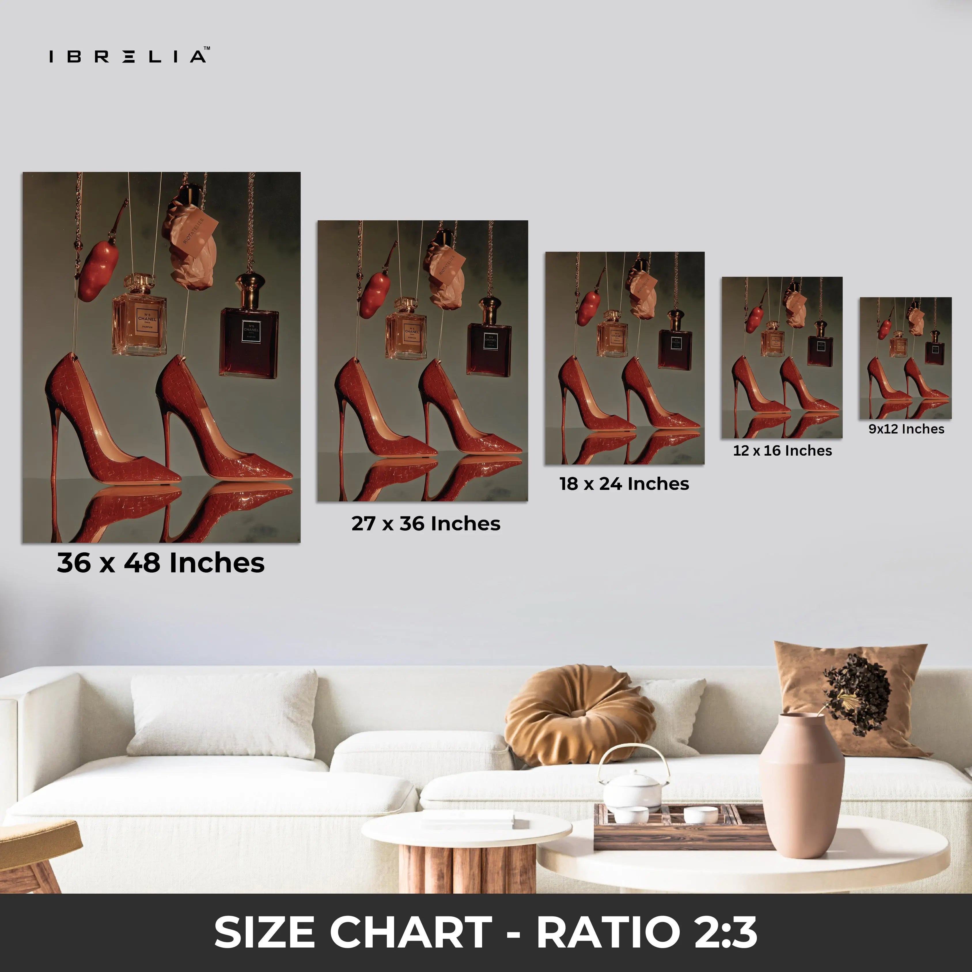 Luxury Heels & Perfume Still Life Art – 4K Ultra Wrap Frame Wall Art in Pakistan | IBRELIA™ IBRELIA