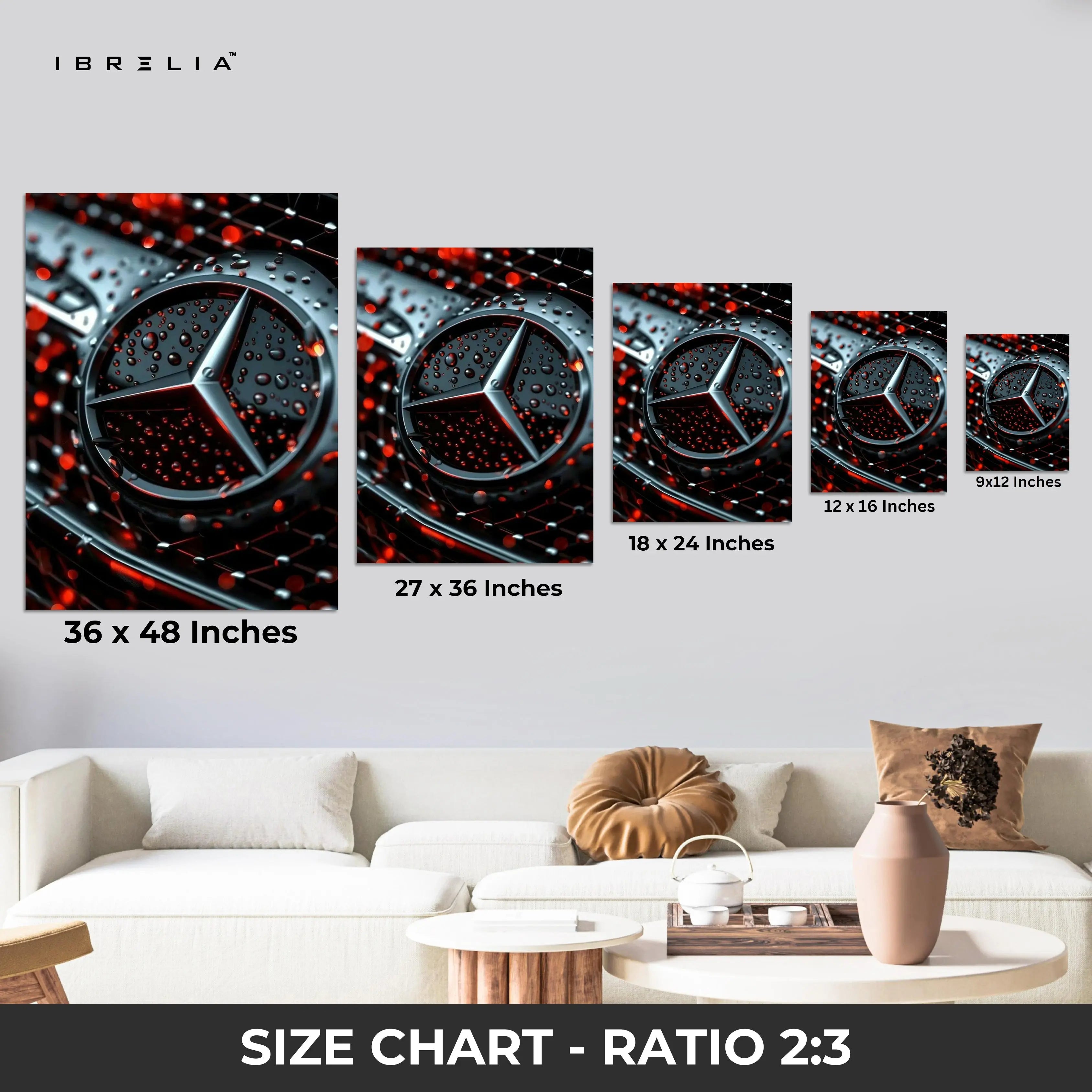 Mercedes Benz Emblem Rain Edition – 4K Ultra Wrap Frame Wall Art | IBRELIA™ IBRELIA