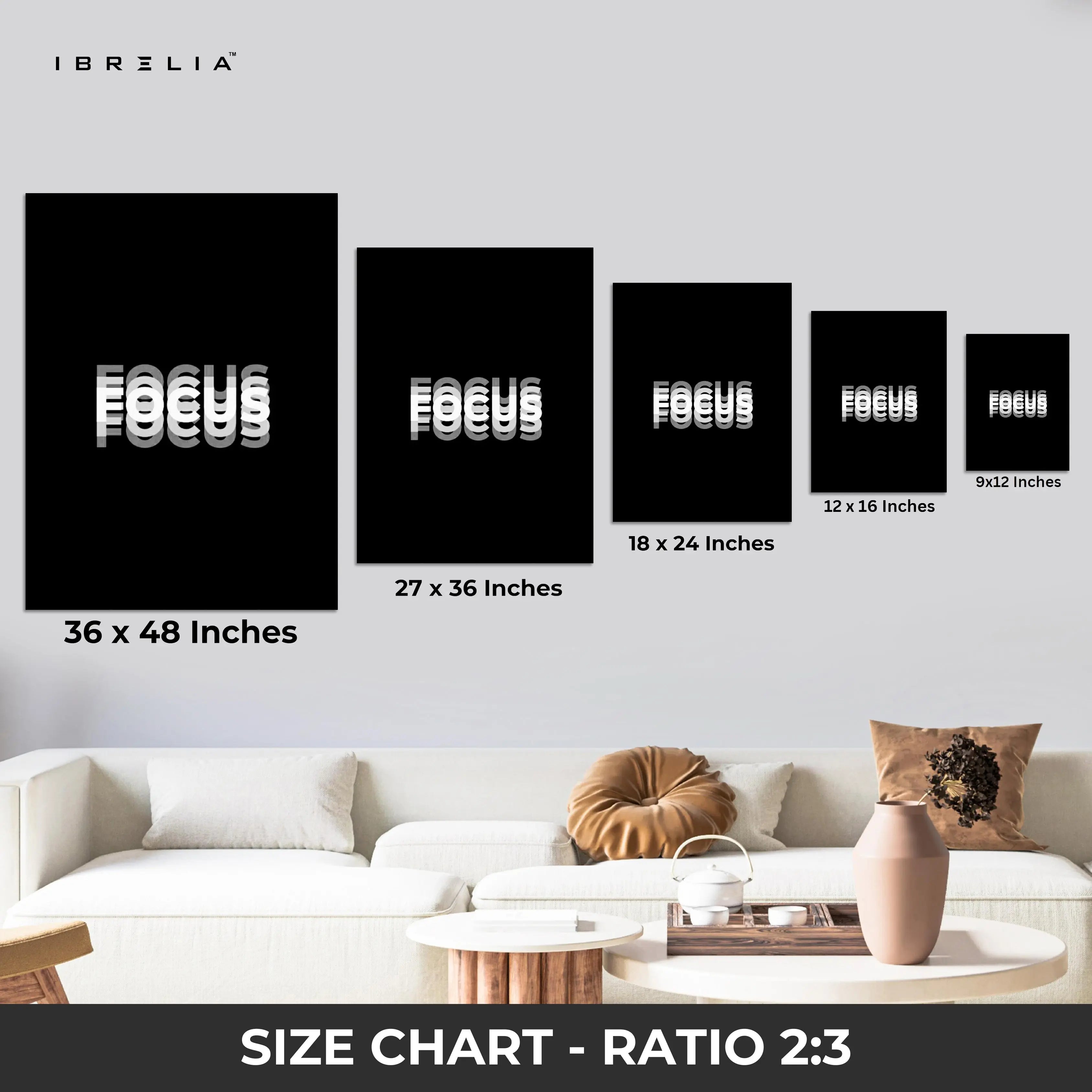 Focus Minimal Typography Art – Modern Motivation Quote | 4K Ultra Wrap Frame Wall Art in Pakistan | IBRELIA™ IBRELIA