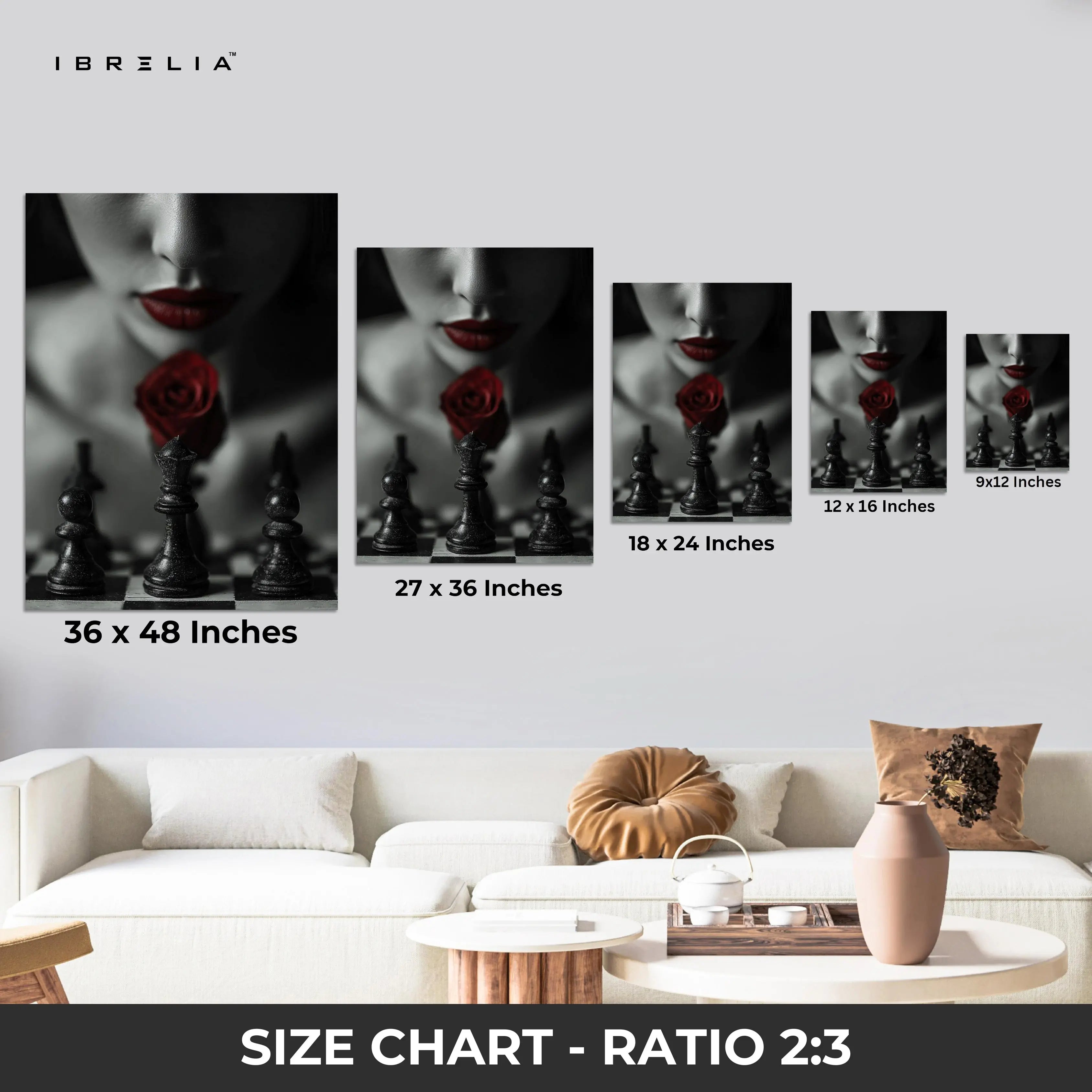 Crimson Rose Chess Noir Art – 4K Ultra Wrap Frame Wall Art in Pakistan | IBRELIA™ IBRELIA