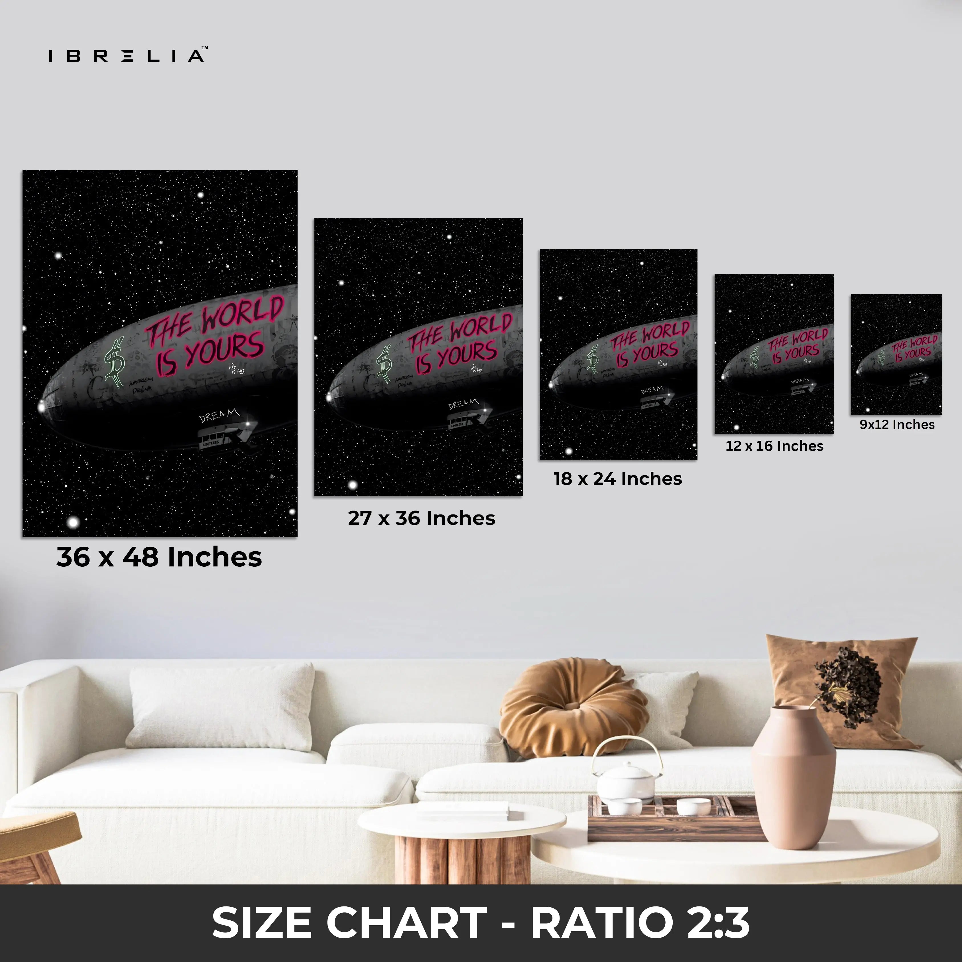 The World Is Yours – Cosmic Graffiti Motivation Art | 4K Ultra Wrap Frame Wall Art in Pakistan | IBRELIA™ IBRELIA