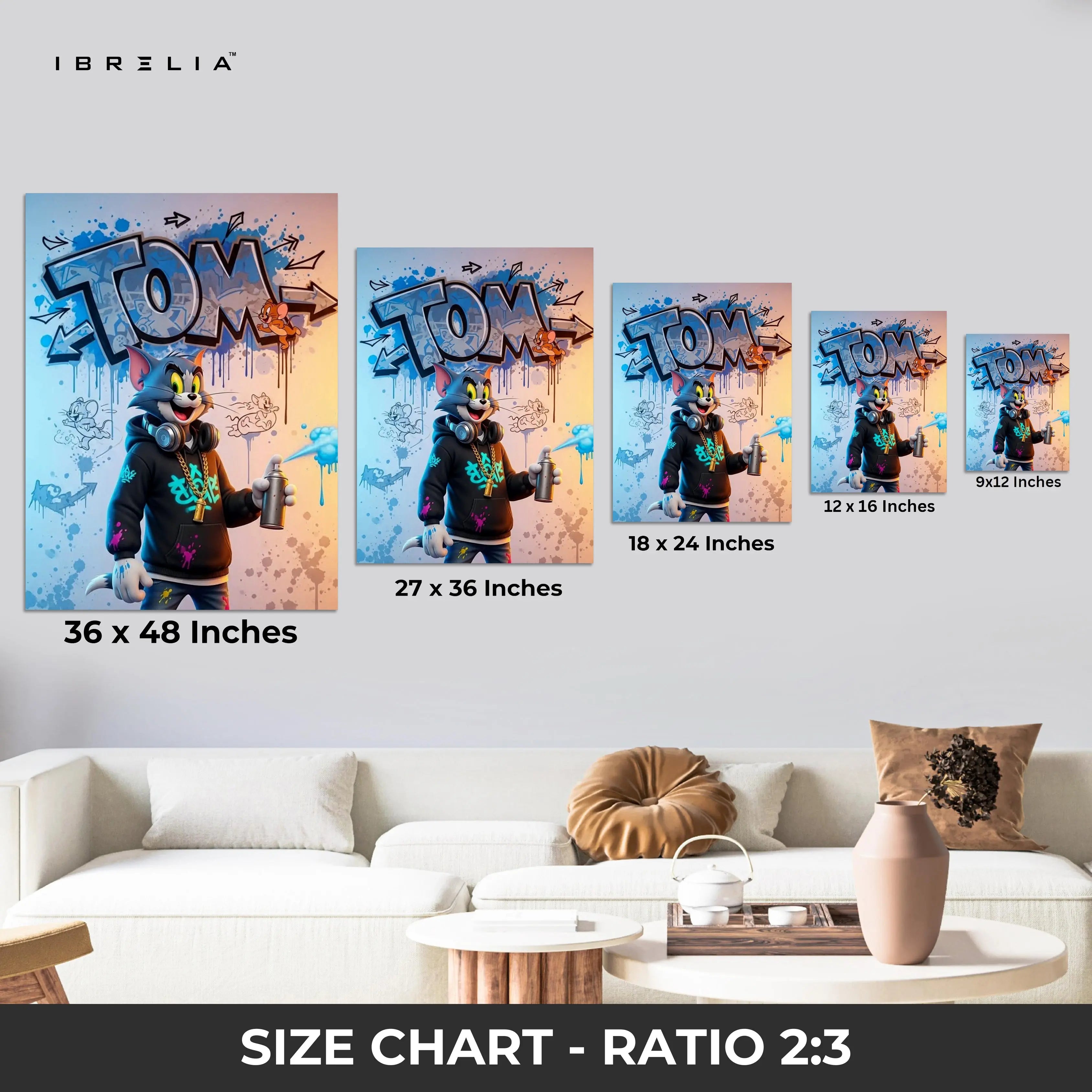Tom Graffiti Street Art – Urban Cartoon 4K Ultra Wrap Frame Wall Art in Pakistan | IBRELIA™ IBRELIA