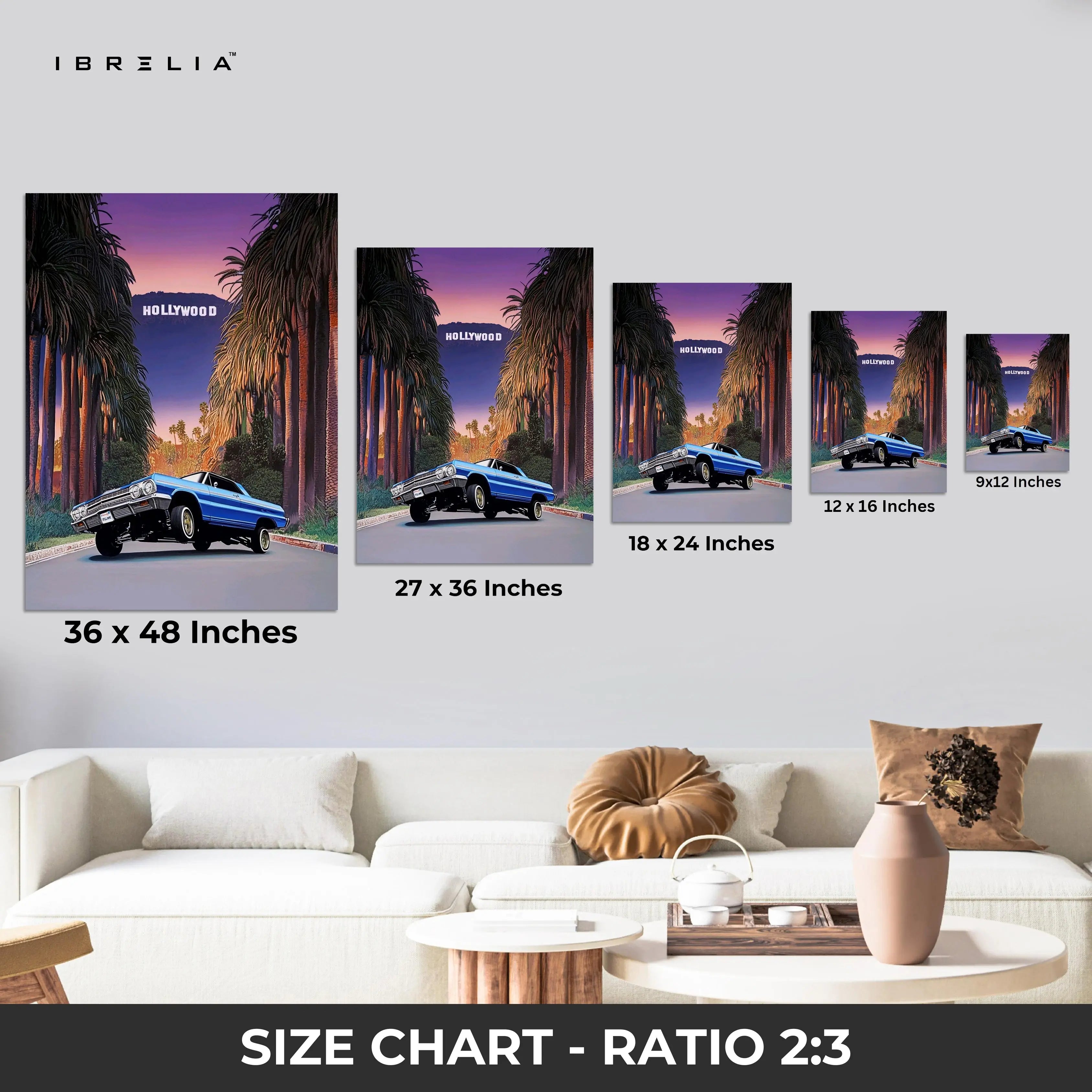 Hollywood Boulevard Lowrider – West Coast Classic Car Art | 4K Ultra Wrap Frame Wall Art in Pakistan | IBRELIA™ IBRELIA