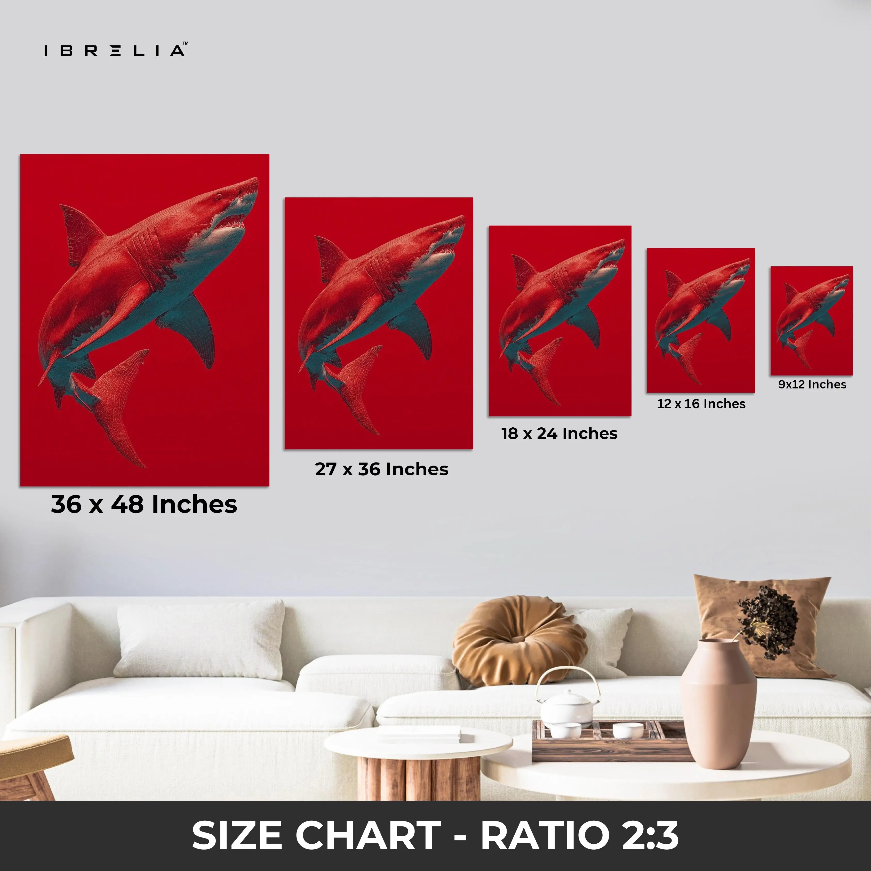 Crimson Shark Modern Art – 4K Ultra Wrap Frame Wall Art in Pakistan | IBRELIA™ IBRELIA