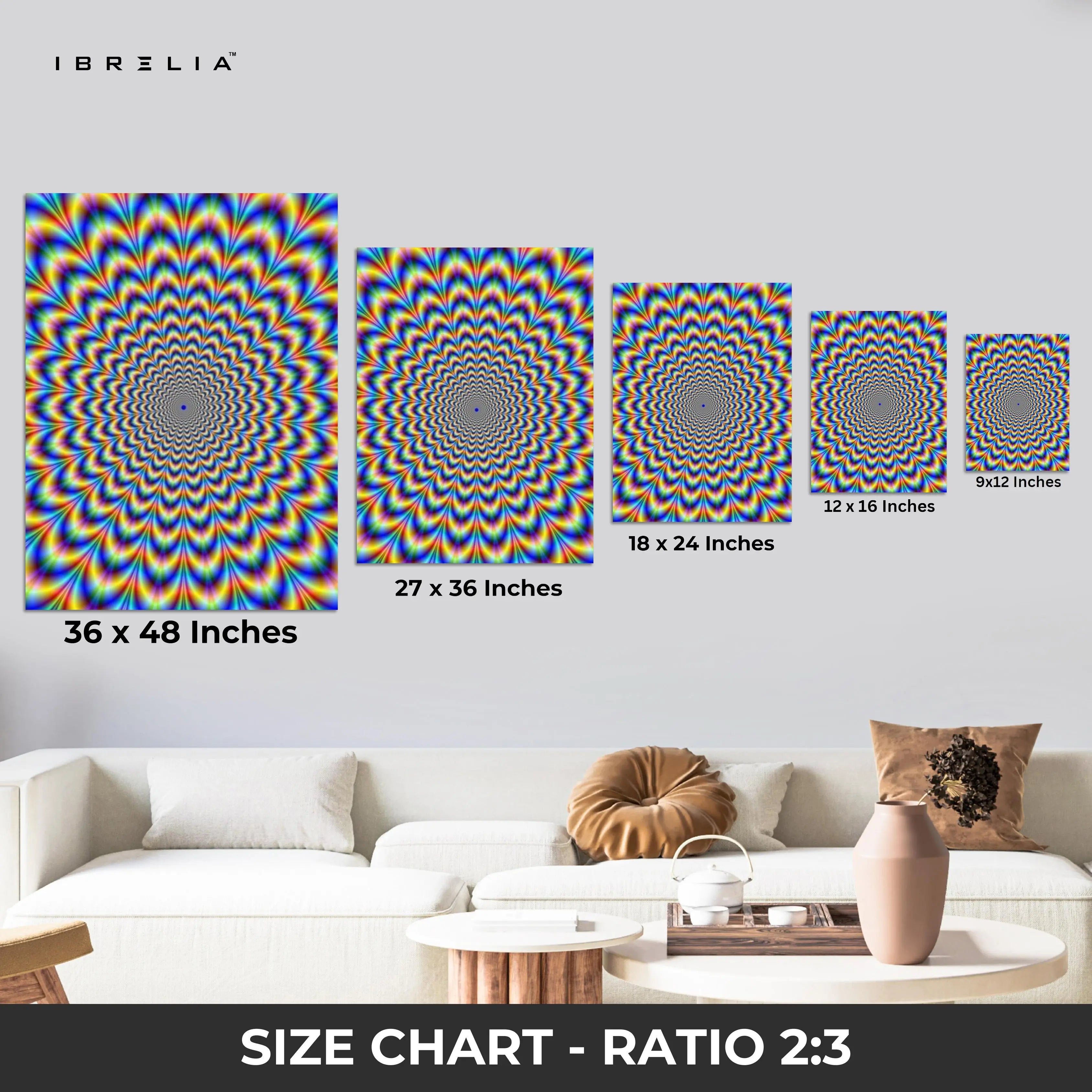 Psychedelic Rainbow Vortex – Optical Illusion 4K Ultra Wrap Frame Wall Art in Pakistan | IBRELIA™ IBRELIA