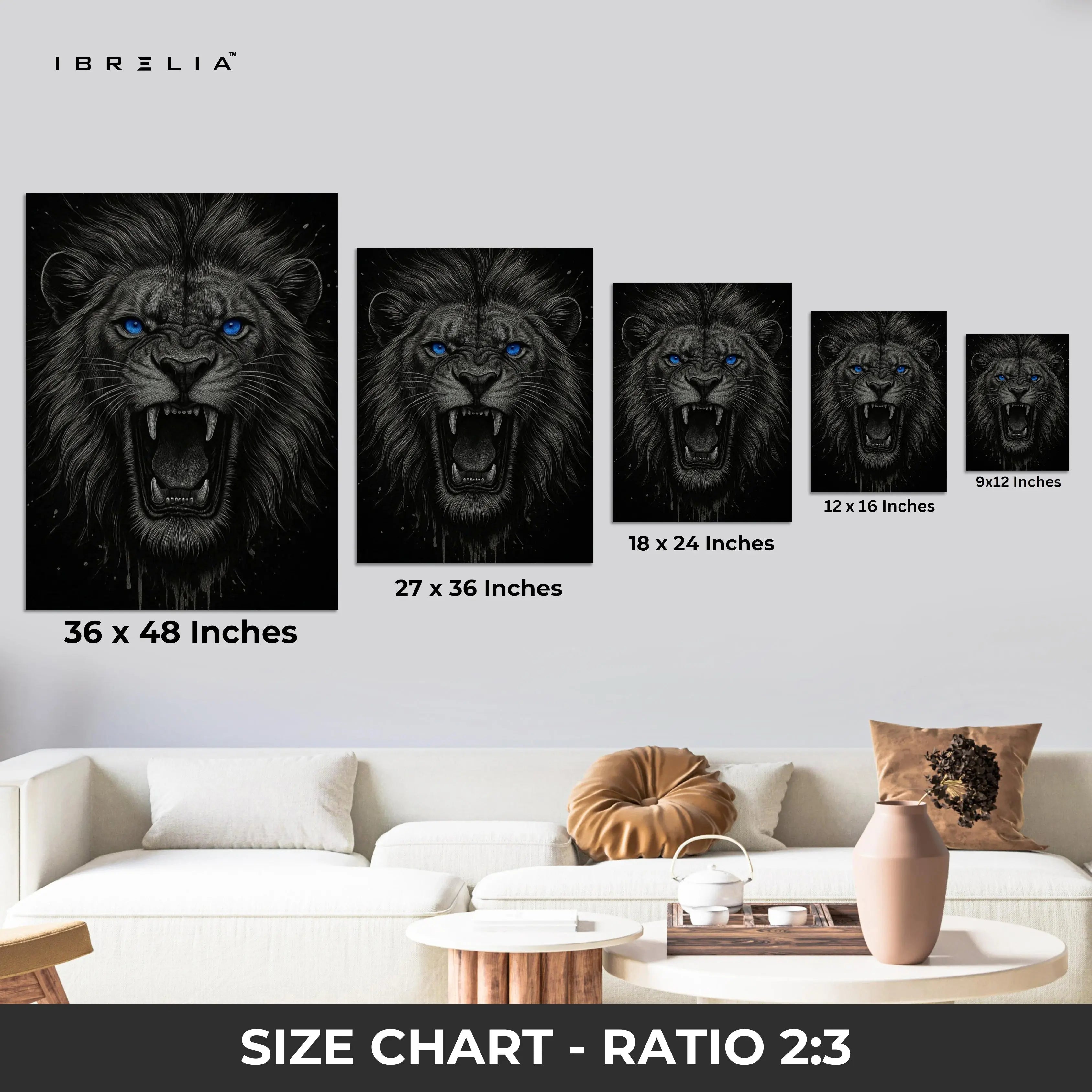 Blue-Eyed Fury – Roaring Lion 4K Ultra Wrap Frame Wall Art in Pakistan | IBRELIA™ IBRELIA