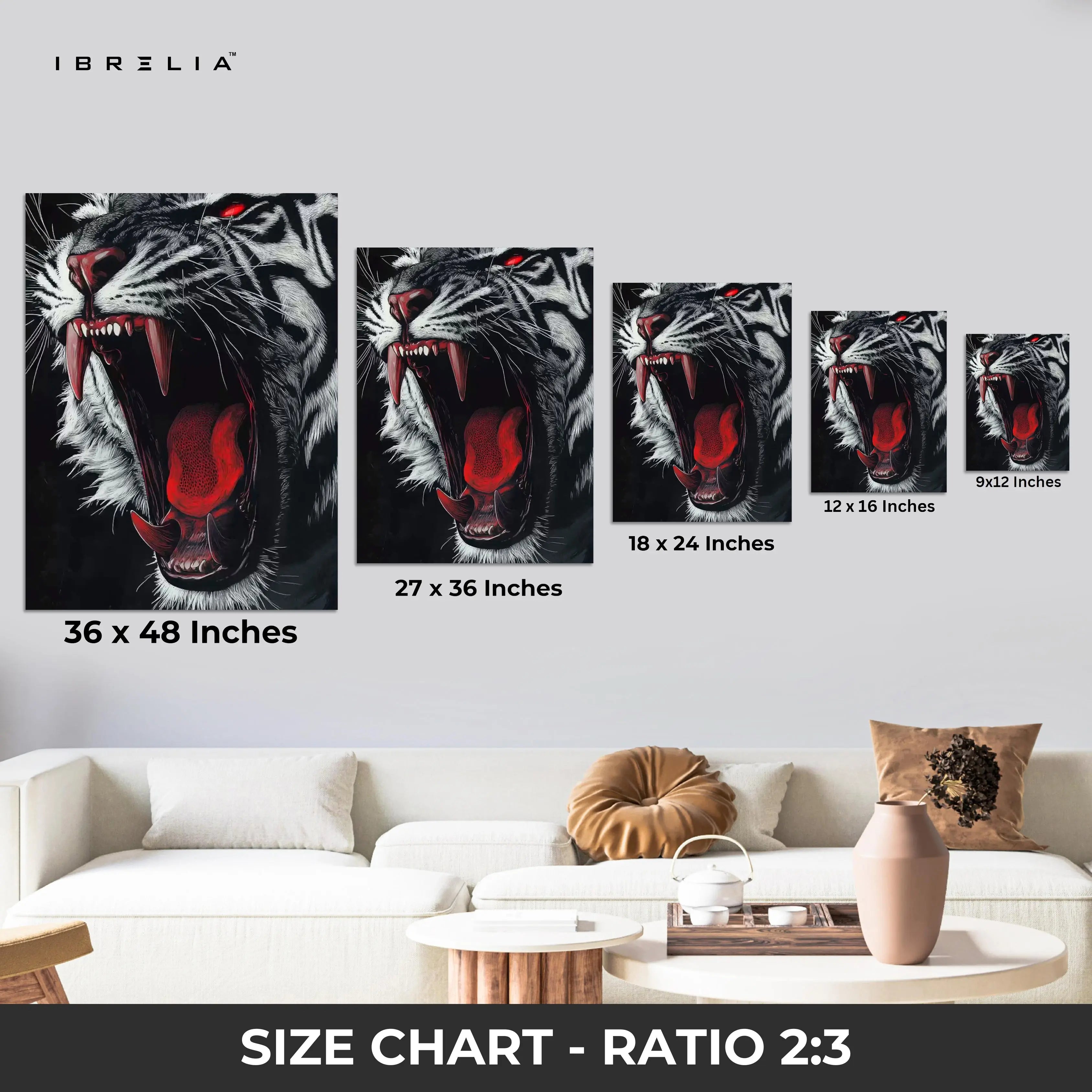 Savage Tiger Roar Dark Art – 4K Ultra Wrap Frame Wall Art in Pakistan | IBRELIA™ IBRELIA