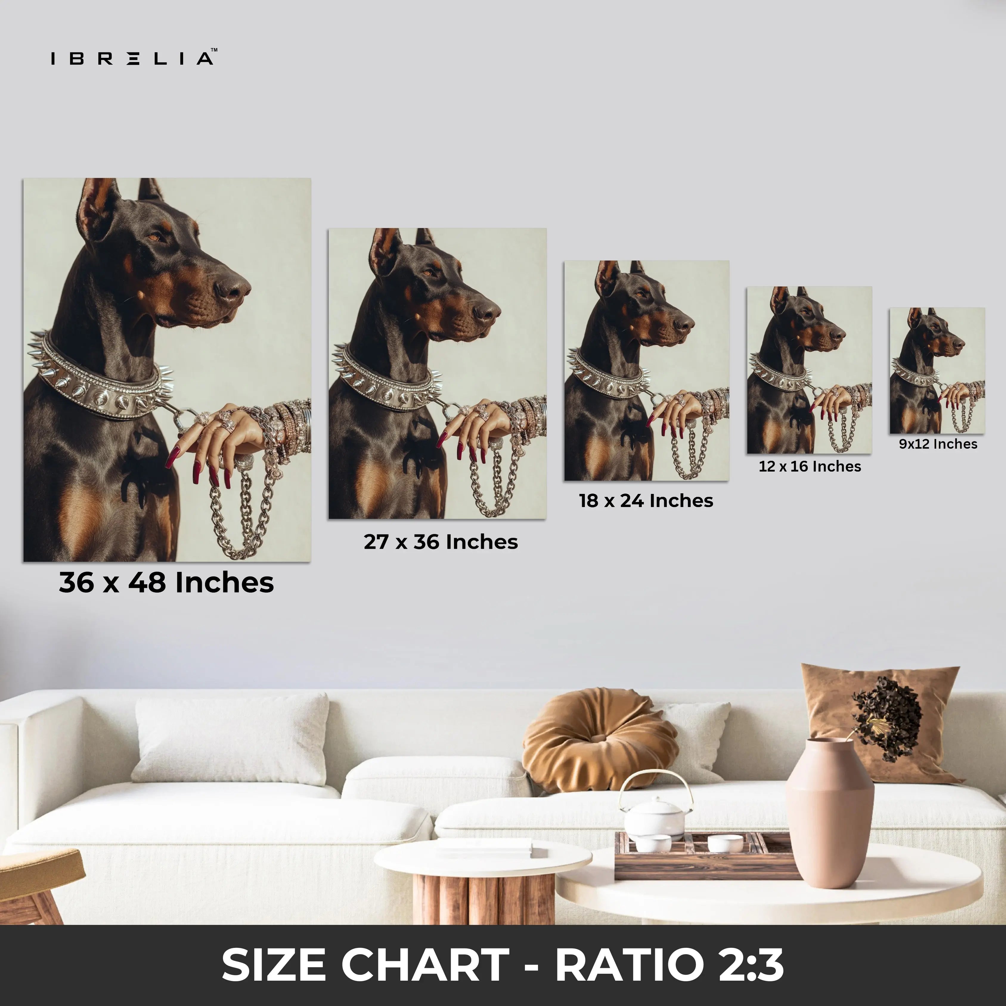 Luxury Doberman with Chain Collar – 4K Ultra Wrap Frame Wall Art in Pakistan | IBRELIA™ IBRELIA