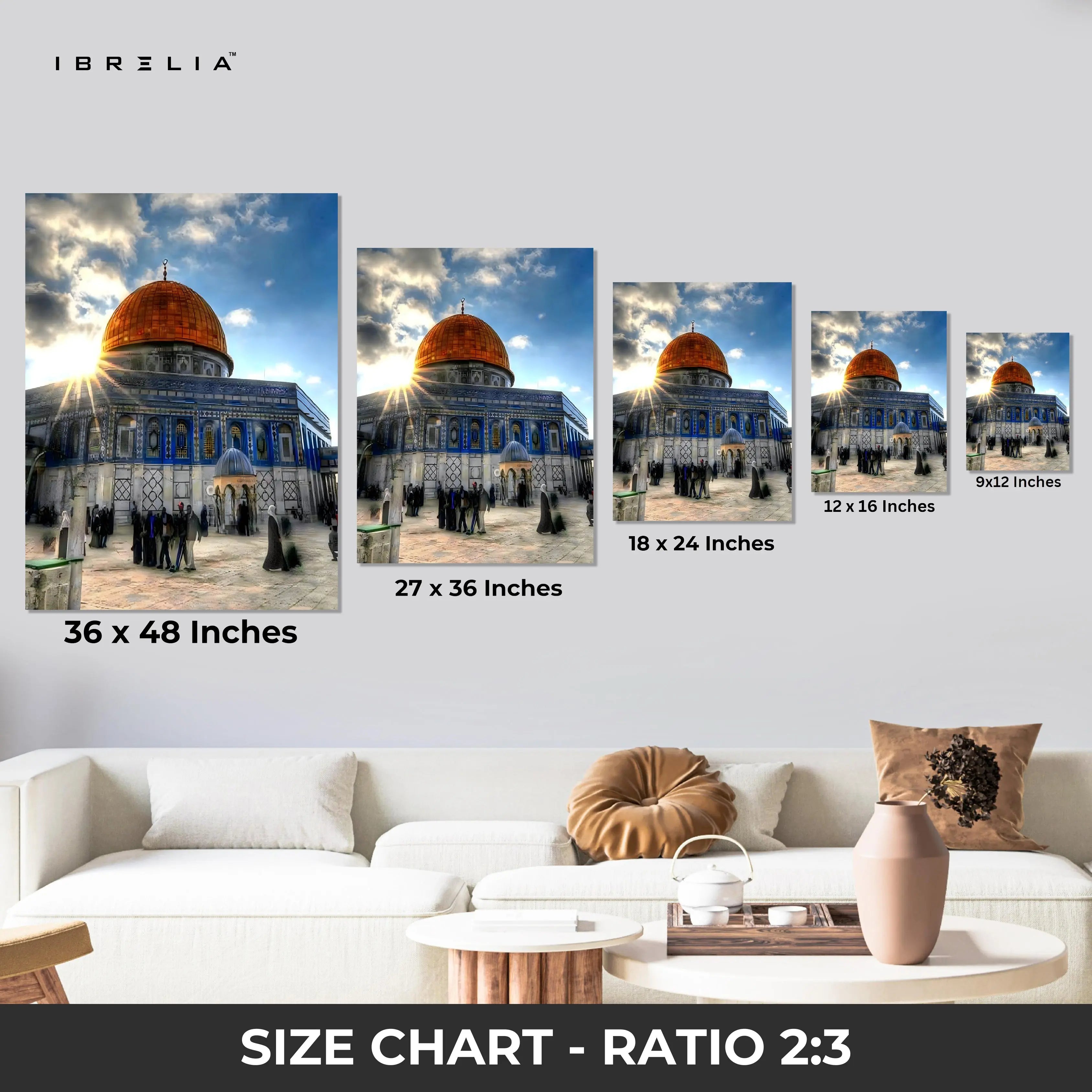 Dome of the Rock Sunrise Glory Art – Jerusalem Islamic Architecture Wall Art | 4K Ultra Wrap Frame Wall Art in Pakistan | IBRELIA™ IBRELIA