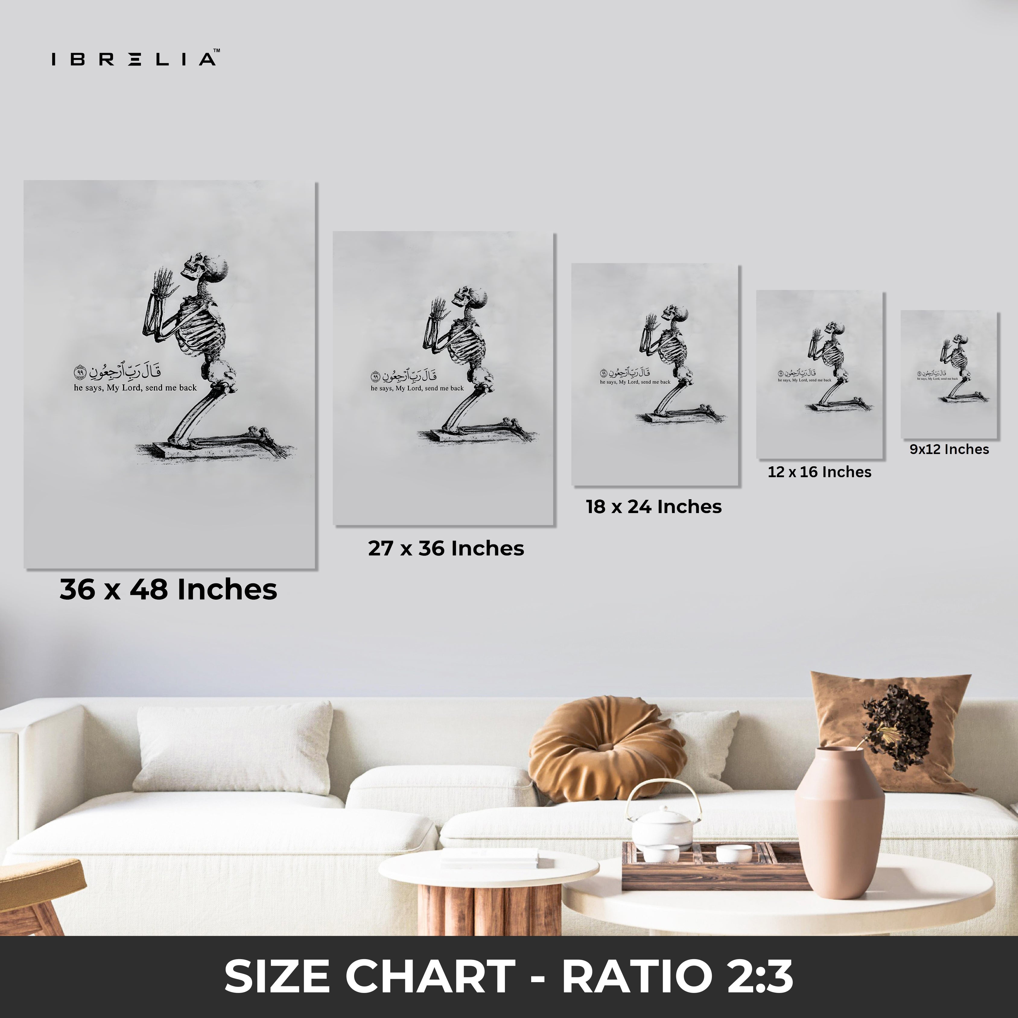 My Lord Send Me Back Art – Islamic Reminder Skeleton | 4K Ultra Wrap Frame Wall Art in Pakistan | IBRELIA™