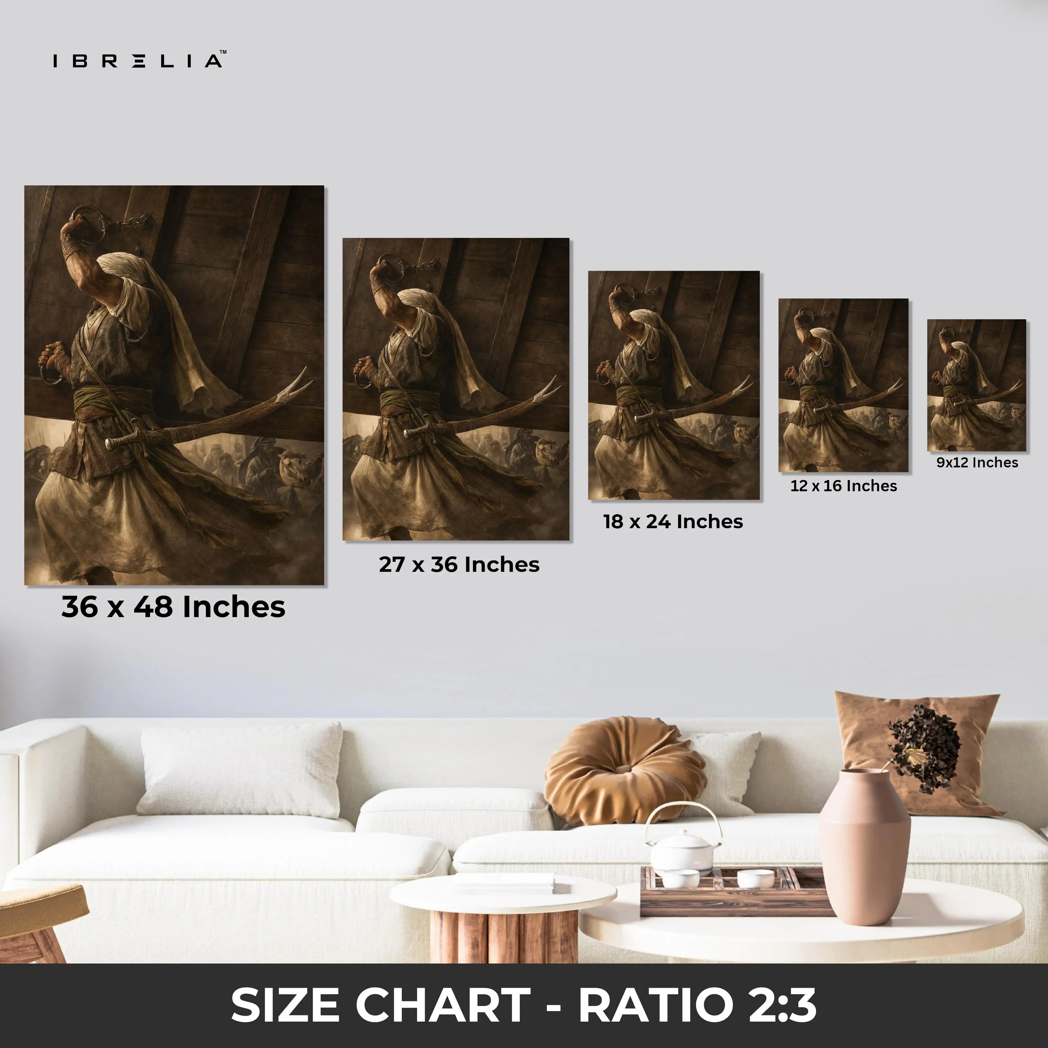 Warrior of Faith Strength Art – Islamic Historical Battle Scene | 4K Ultra Wrap Frame Wall Art in Pakistan | IBRELIA™ IBRELIA