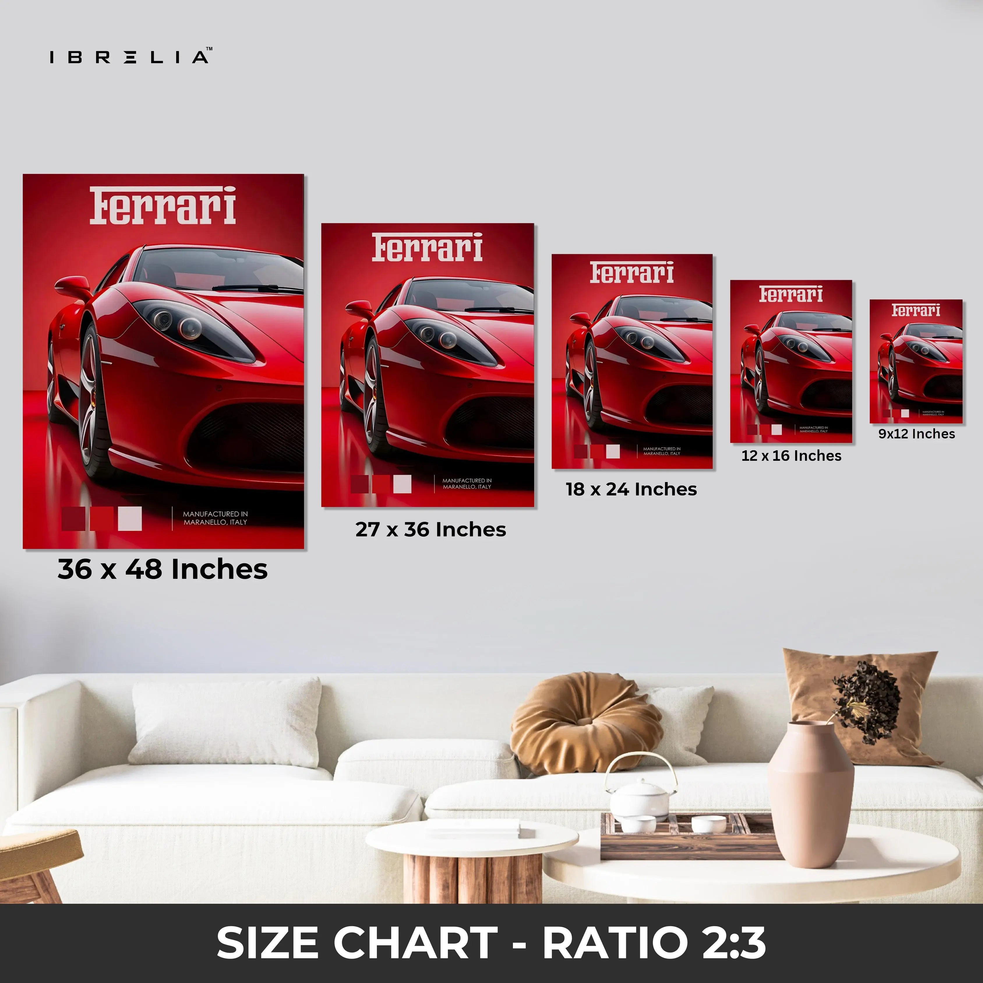 Ferrari Red Power Art – Luxury Supercar Front Detail Wall Art | 4K Ultra Wrap Frame Wall Art in Pakistan | IBRELIA™ IBRELIA