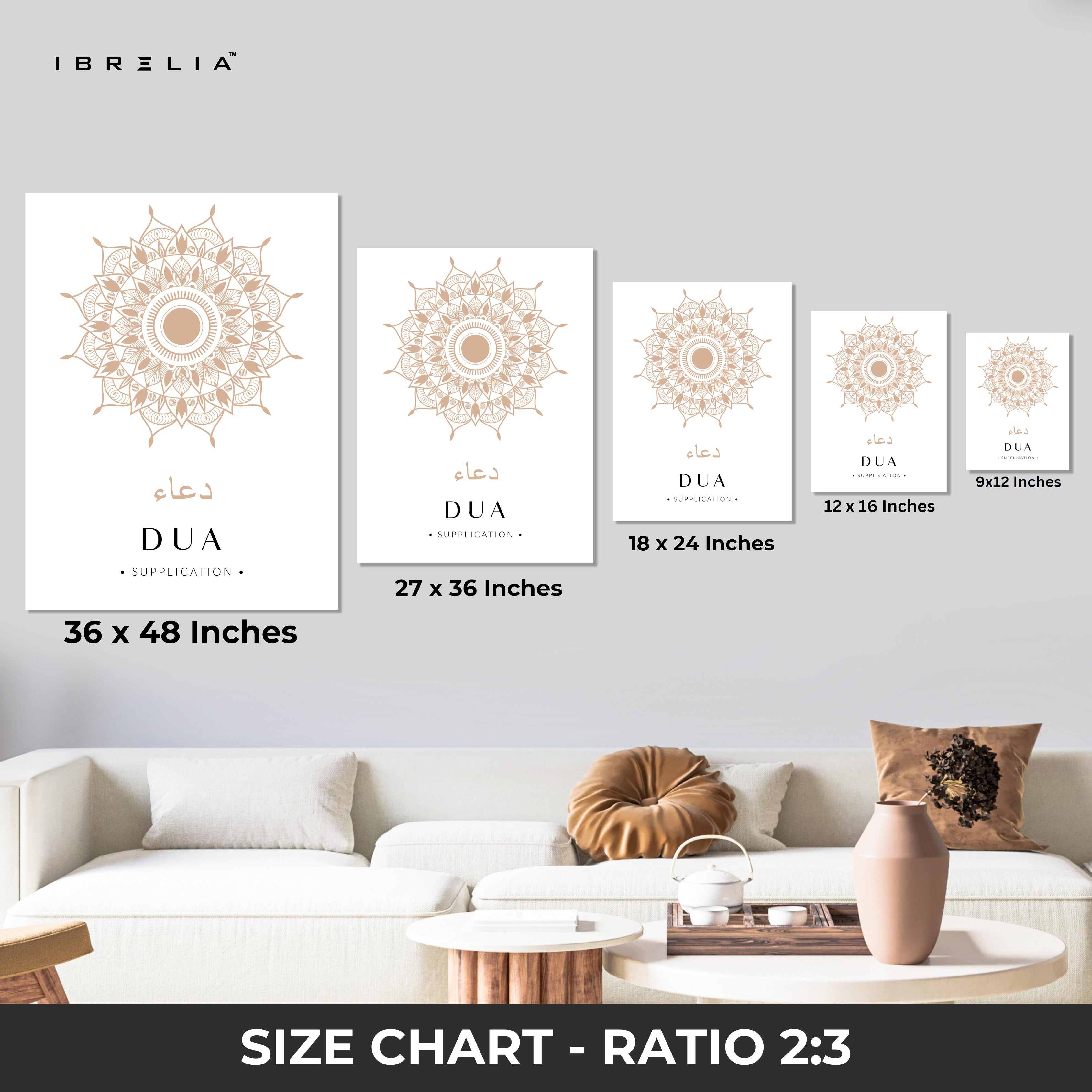Dua Islamic Wall Art – Elegant Neutral Mandala Design | 4K Ultra Wrap Frame Wall Art in Pakistan | IBRELIA™