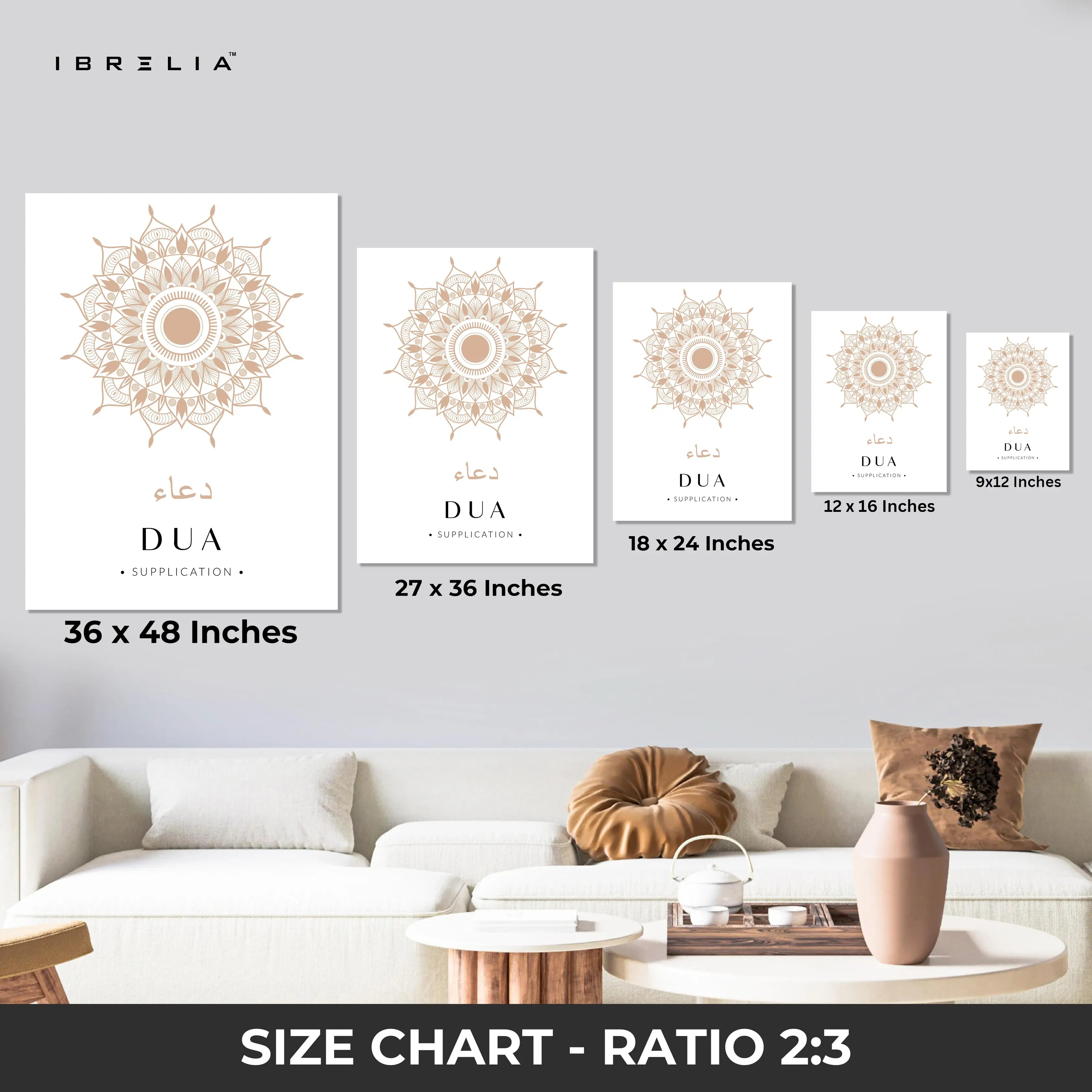 Dua Islamic Wall Art – Elegant Neutral Mandala Design | 4K Ultra Wrap Frame Wall Art in Pakistan | IBRELIA™ IBRELIA