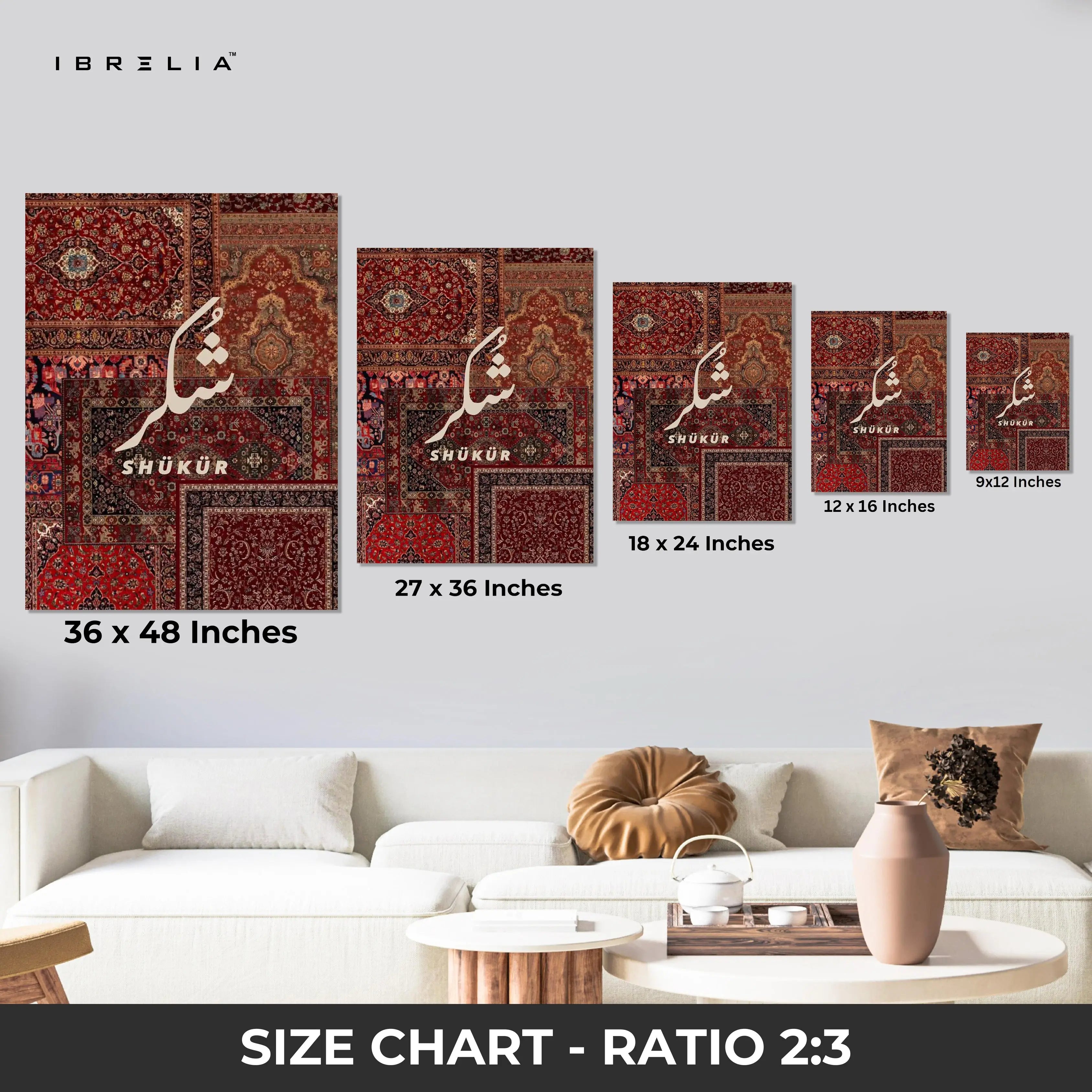 Shukur Islamic Calligraphy Wall Art – Persian Pattern Design | 4K Ultra Wrap Frame Wall Art in Pakistan | IBRELIA™ IBRELIA