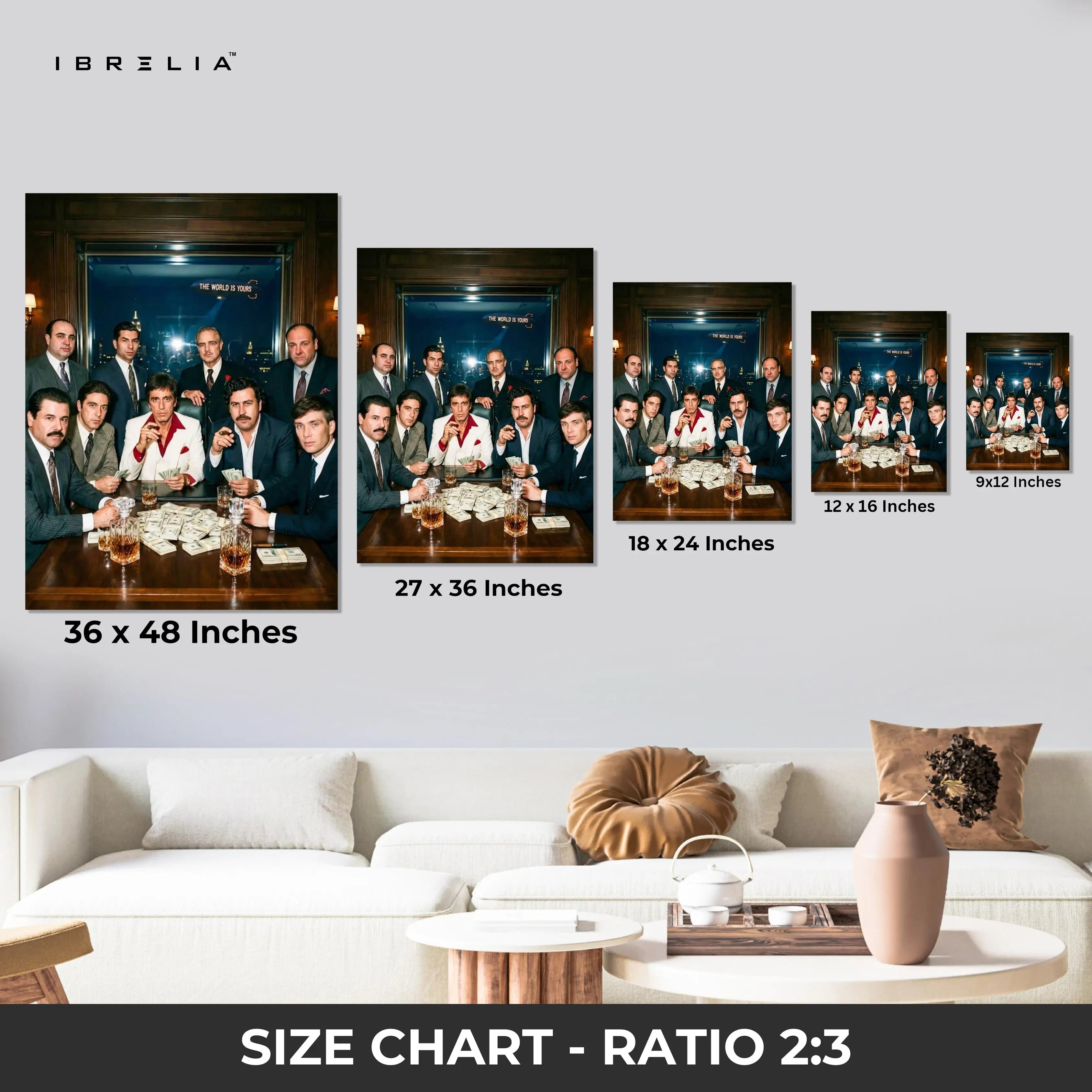 Scarface The World Is Yours Wall Art – Tony Montana Mafia Canvas Frame | Iconic Crime Scene Poster Pakistan | IBRELIA™ IBRELIA