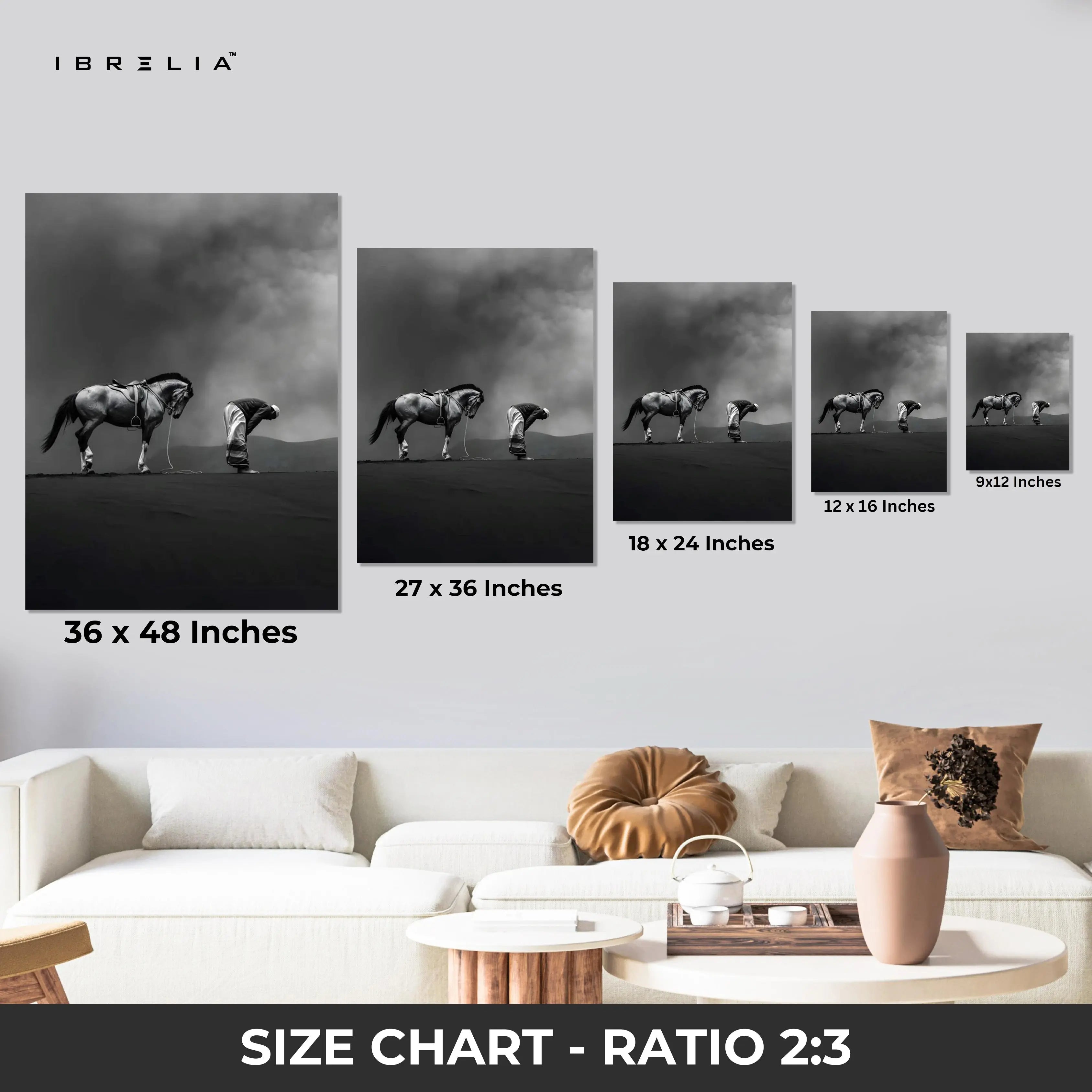 Sujood & Loyalty Art – Islamic Prayer with Horse Wall Art | 4K Ultra Wrap Frame Wall Art in Pakistan | IBRELIA™ IBRELIA